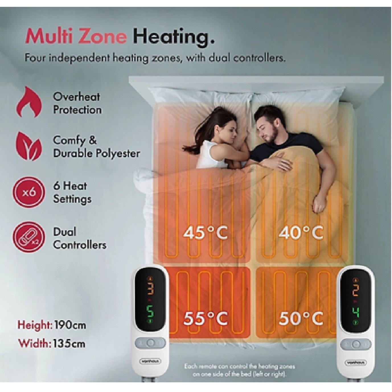 White - VonHaus - Double Size Multi Zone Electric Blanket - 2