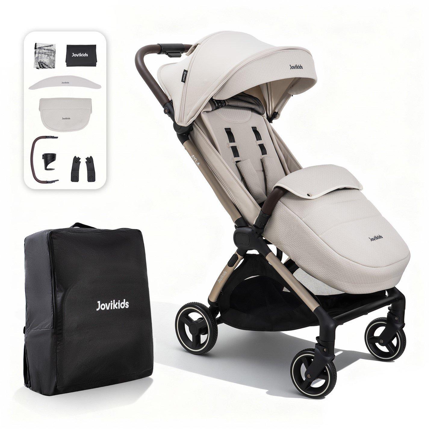 Jovikids Ayla Stroller – One-Hand Fold Dawn Beige 82×46×105 - Image 4