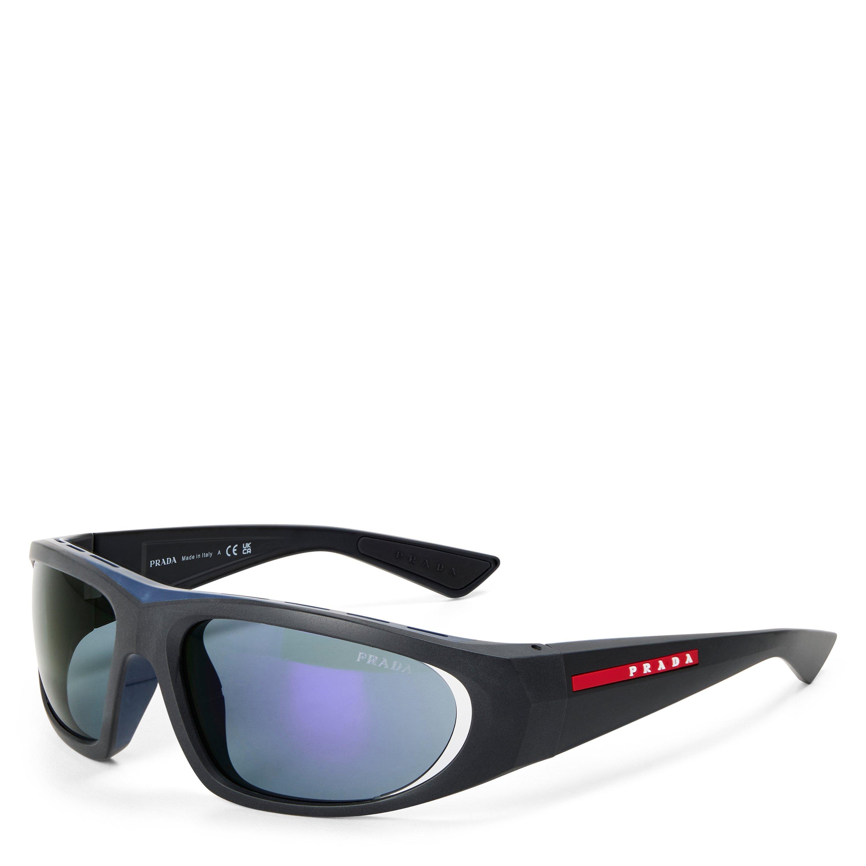 Black/Dark Blue - Prada - Men's 0PS B03S Wrap Sunglasses - 1