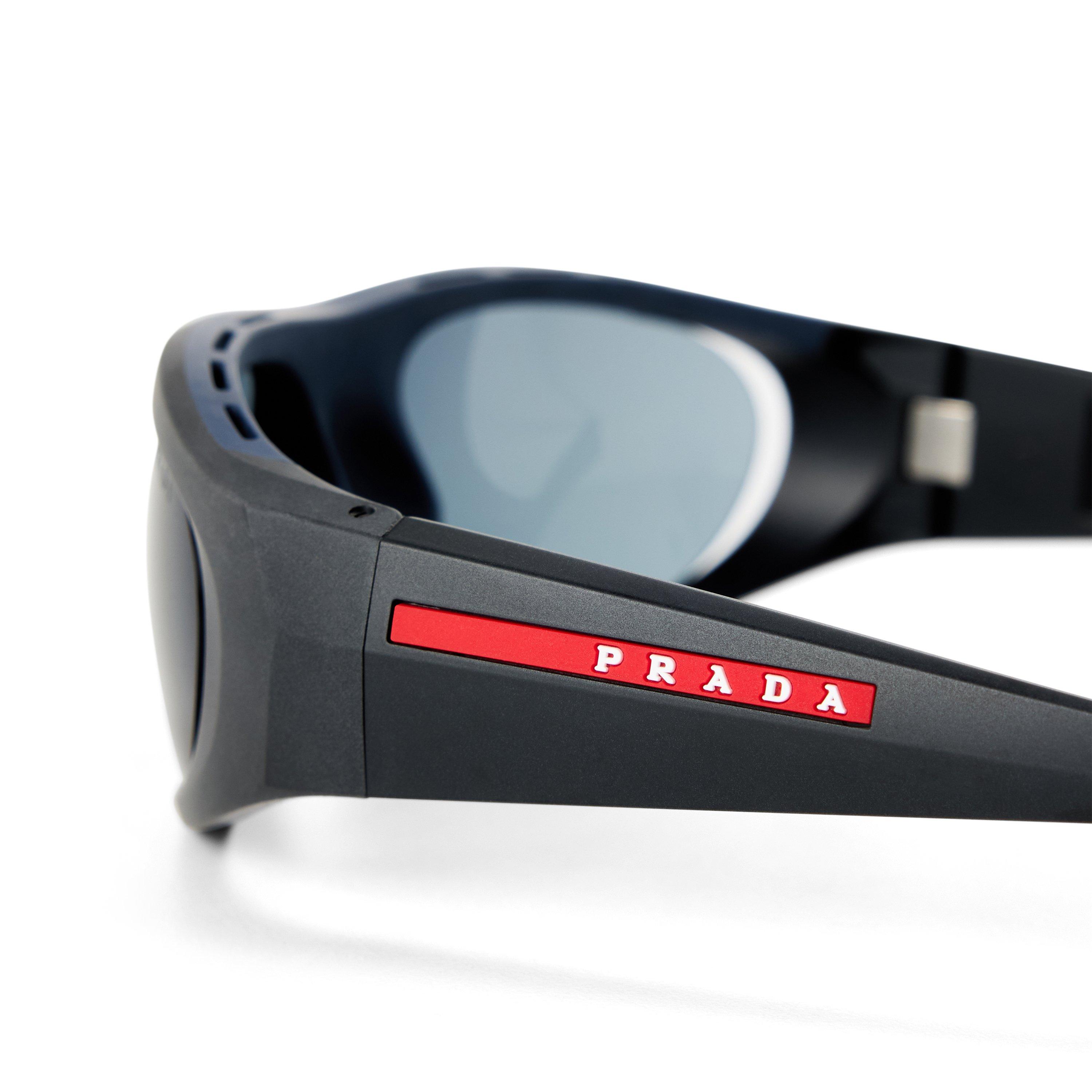 Black/Dark Blue - Prada - Men's 0PS B03S Wrap Sunglasses - 3