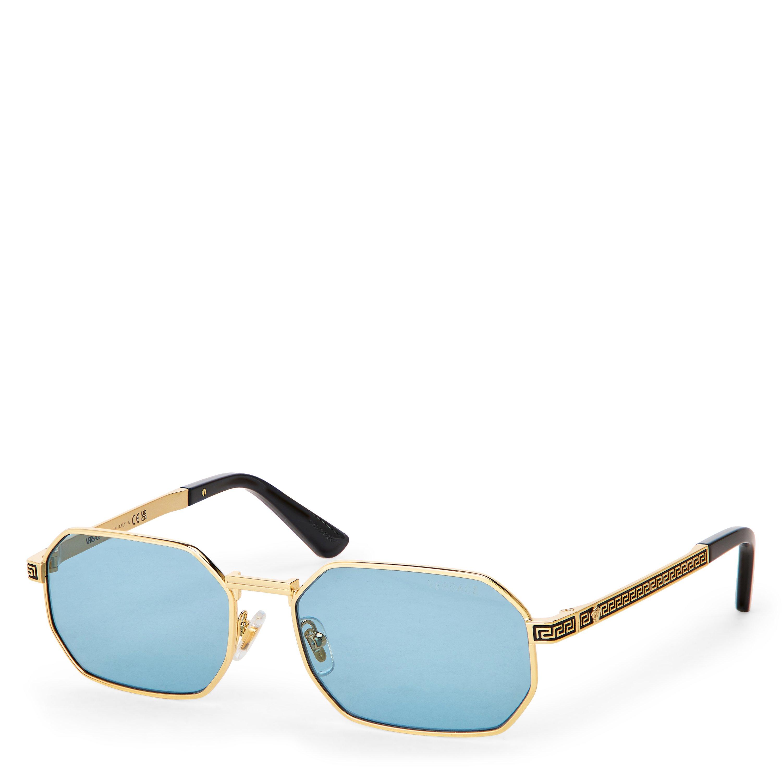 Versace Men's 0VE2297 Hexagon Sunglasses - Gold/Light Blue