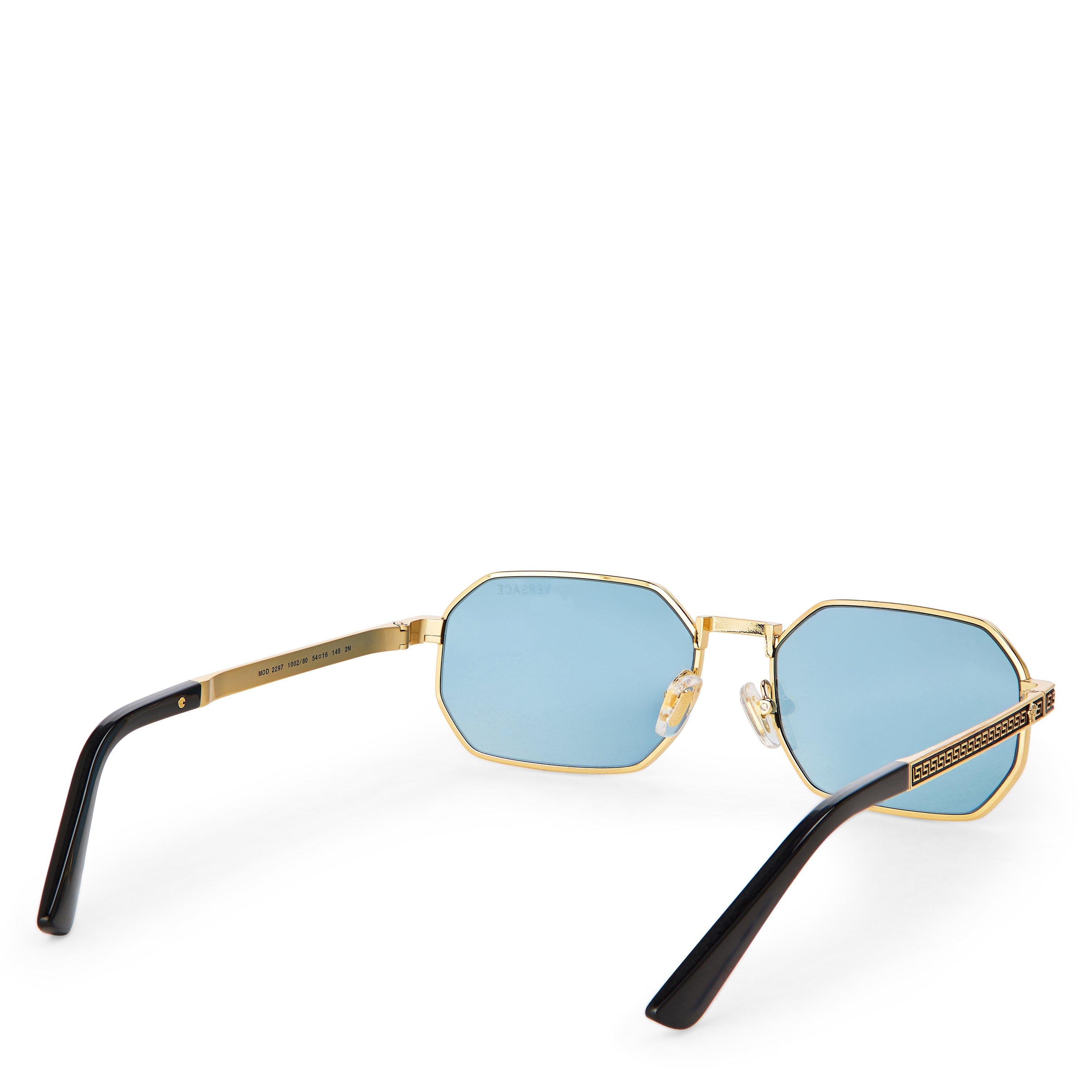Gold/Light Blue - Versace - Men's 0VE2297 Hexagon Sunglasses - 2