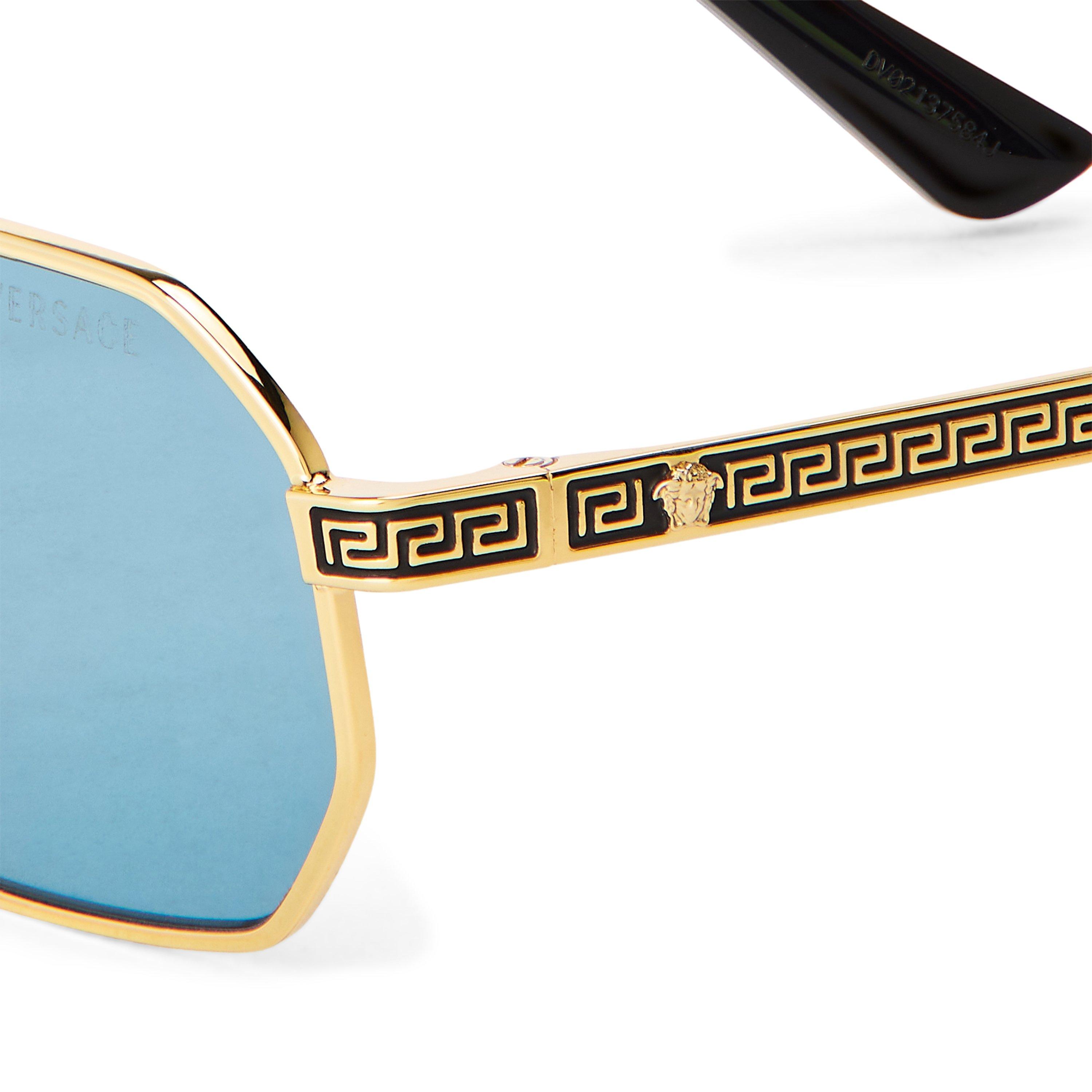 Gold/Light Blue - Versace - Men's 0VE2297 Hexagon Sunglasses - 3