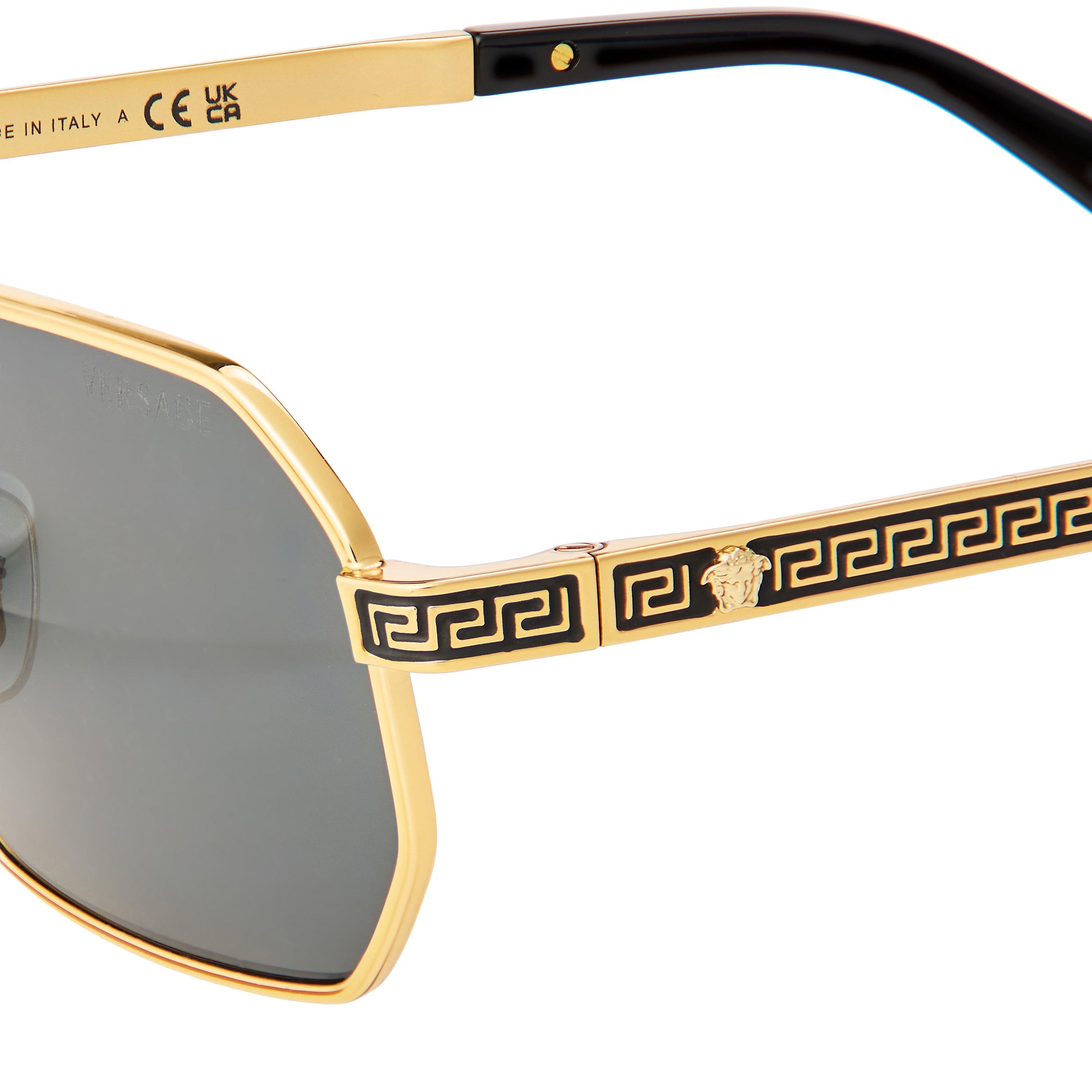 Gold/Dark Grey - Versace - Men's 0VE2297 Hexagon Sunglasses - 3