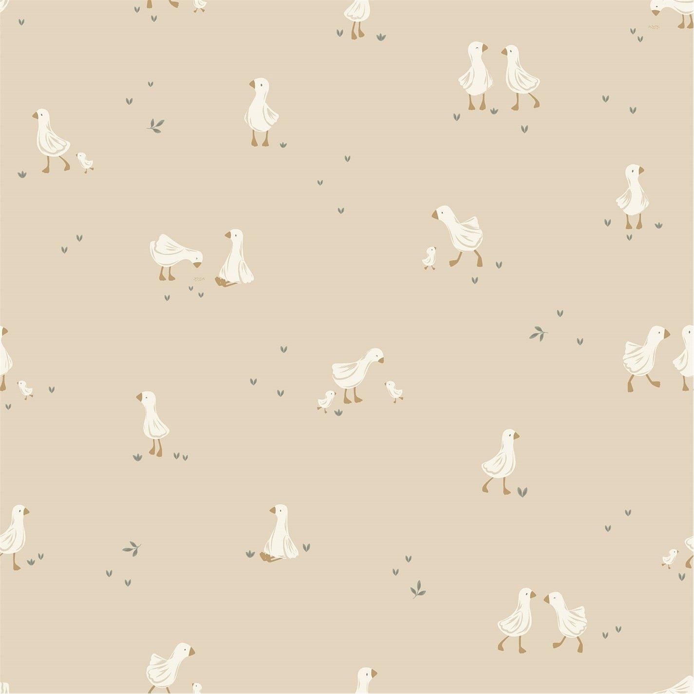 Little Dutch  Beige Little Goose Natural Wallpaper