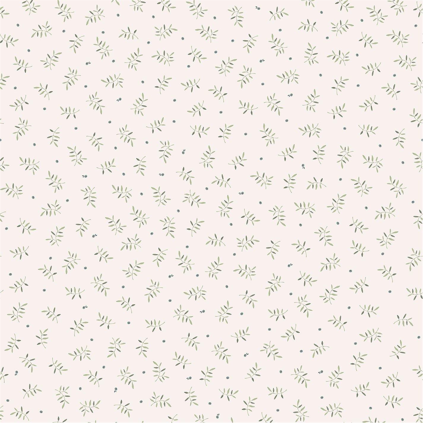 Little Dutch  Blueberry Leaves Wallpaper - Green