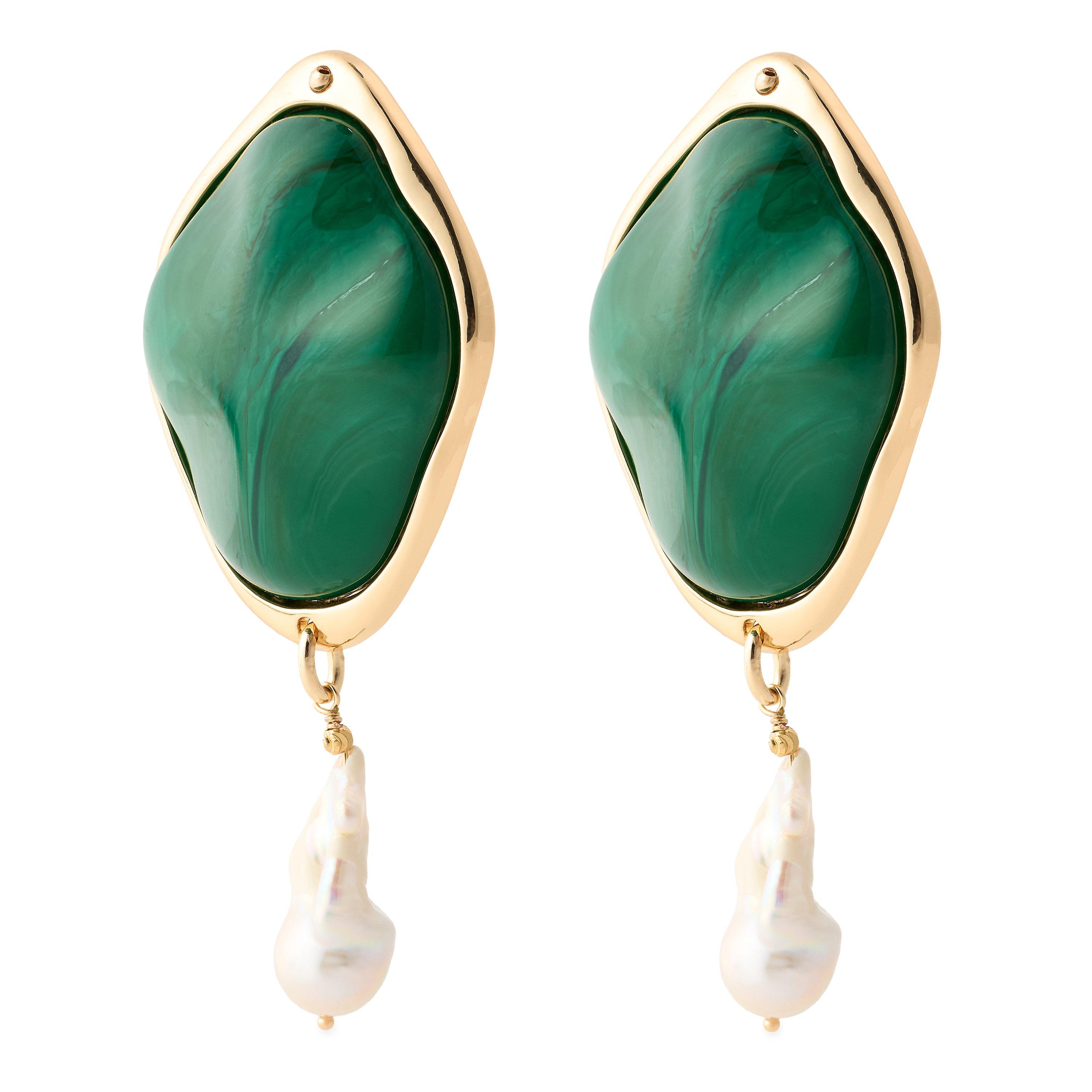 Orange/Beige - Desierto - Women's Bumpy Duo Drop Earrings - 1