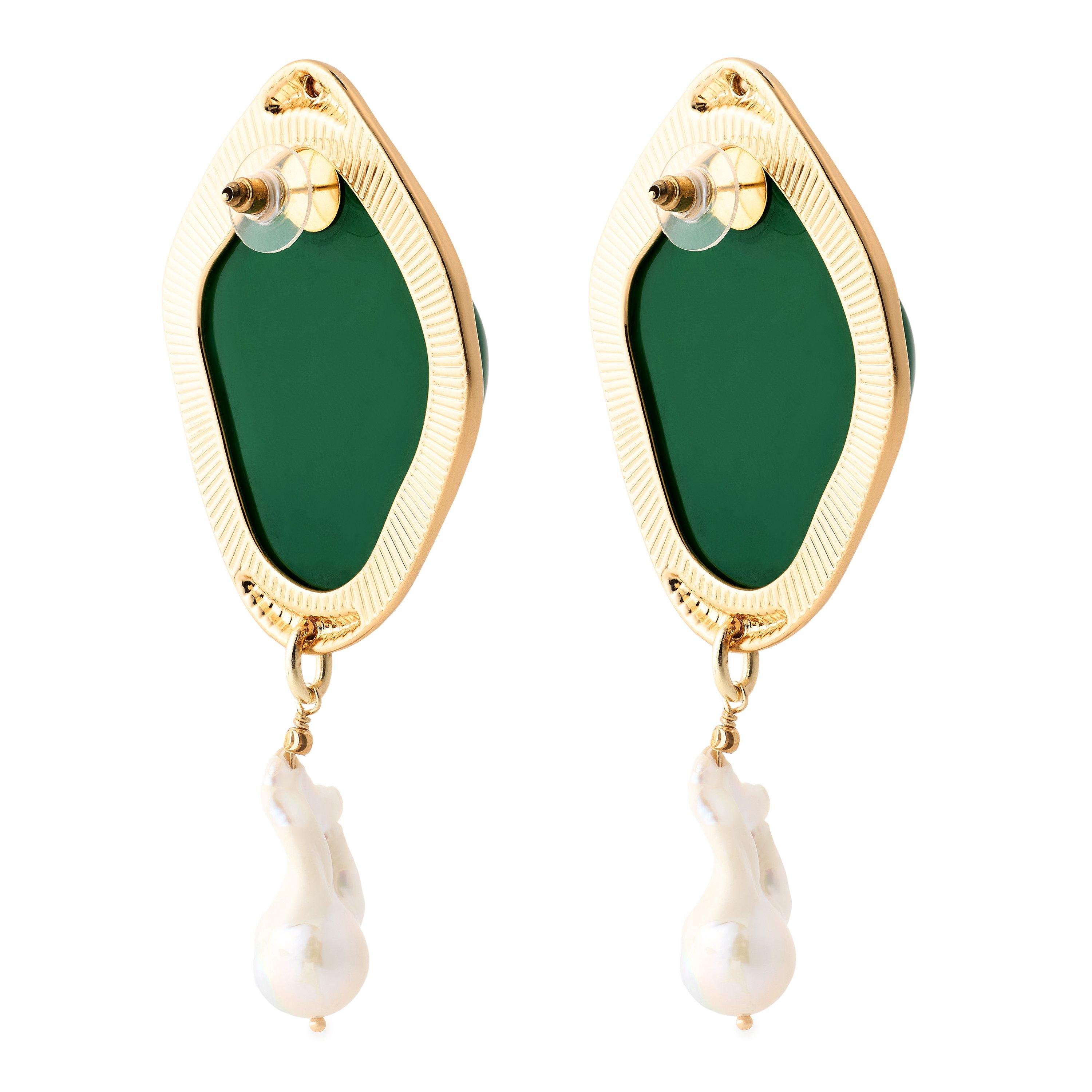Orange/Beige - Desierto - Women's Bumpy Duo Drop Earrings - 2