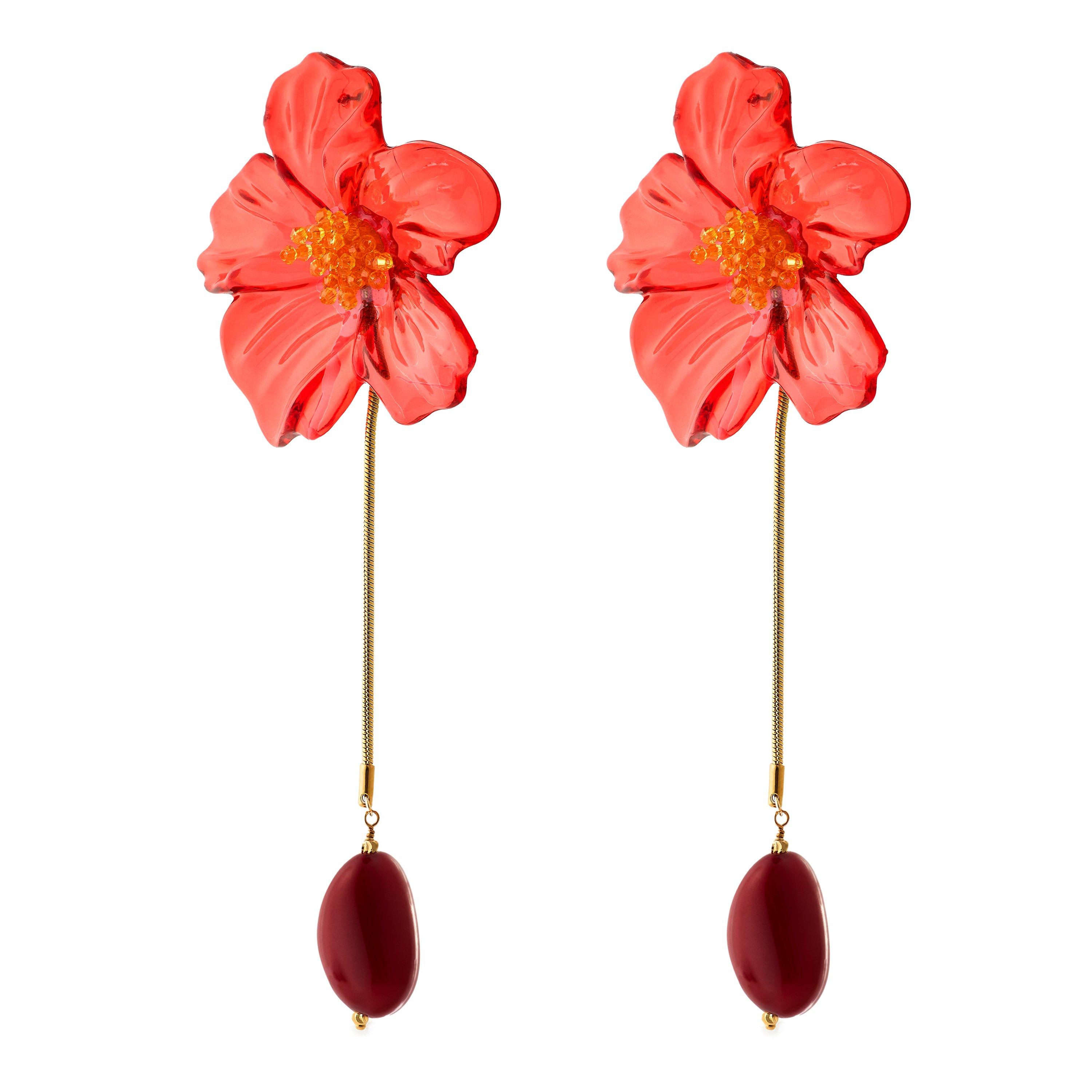 Red - Desierto - Women's Flora Plexiglass Drop Earrings - 1