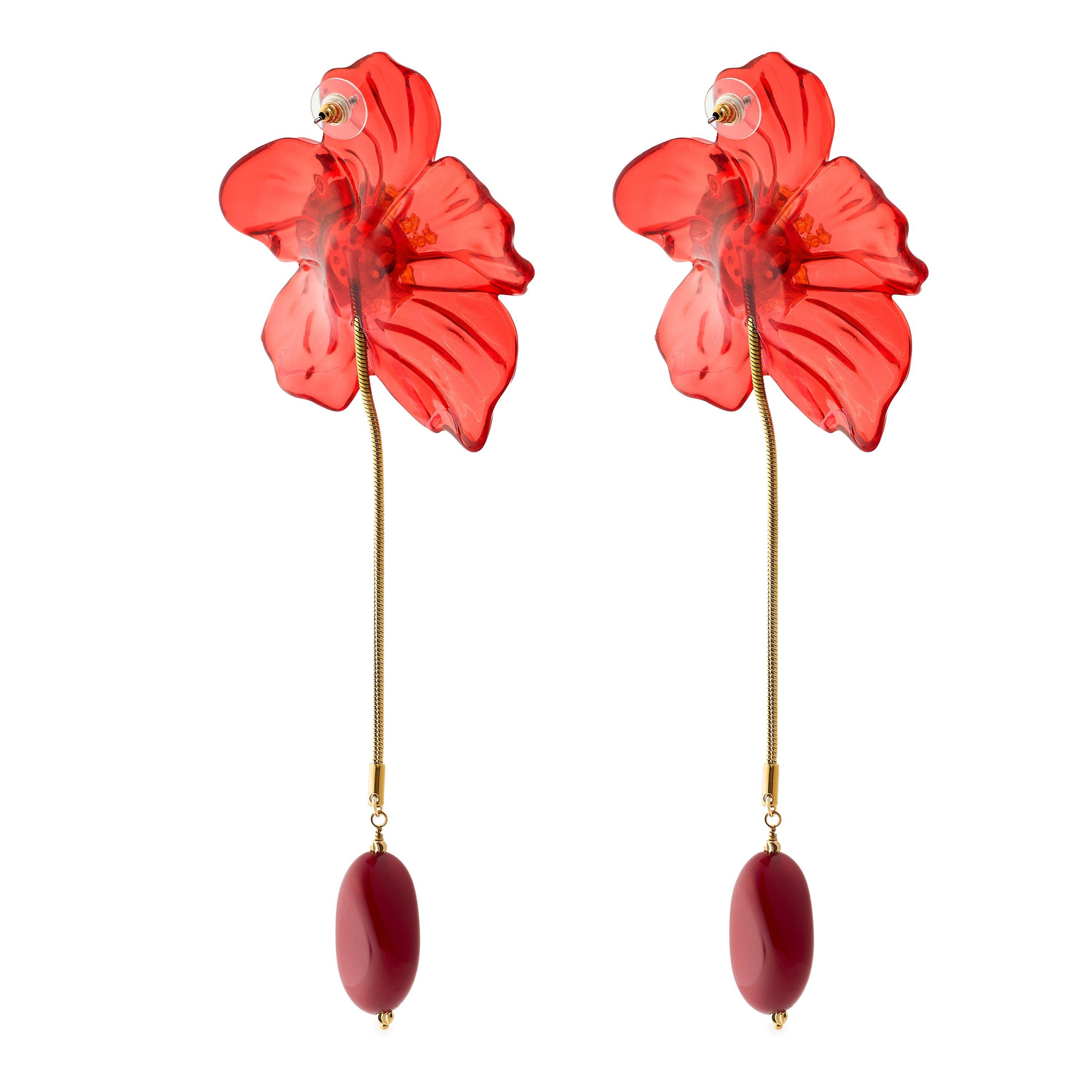 Red - Desierto - Women's Flora Plexiglass Drop Earrings - 2
