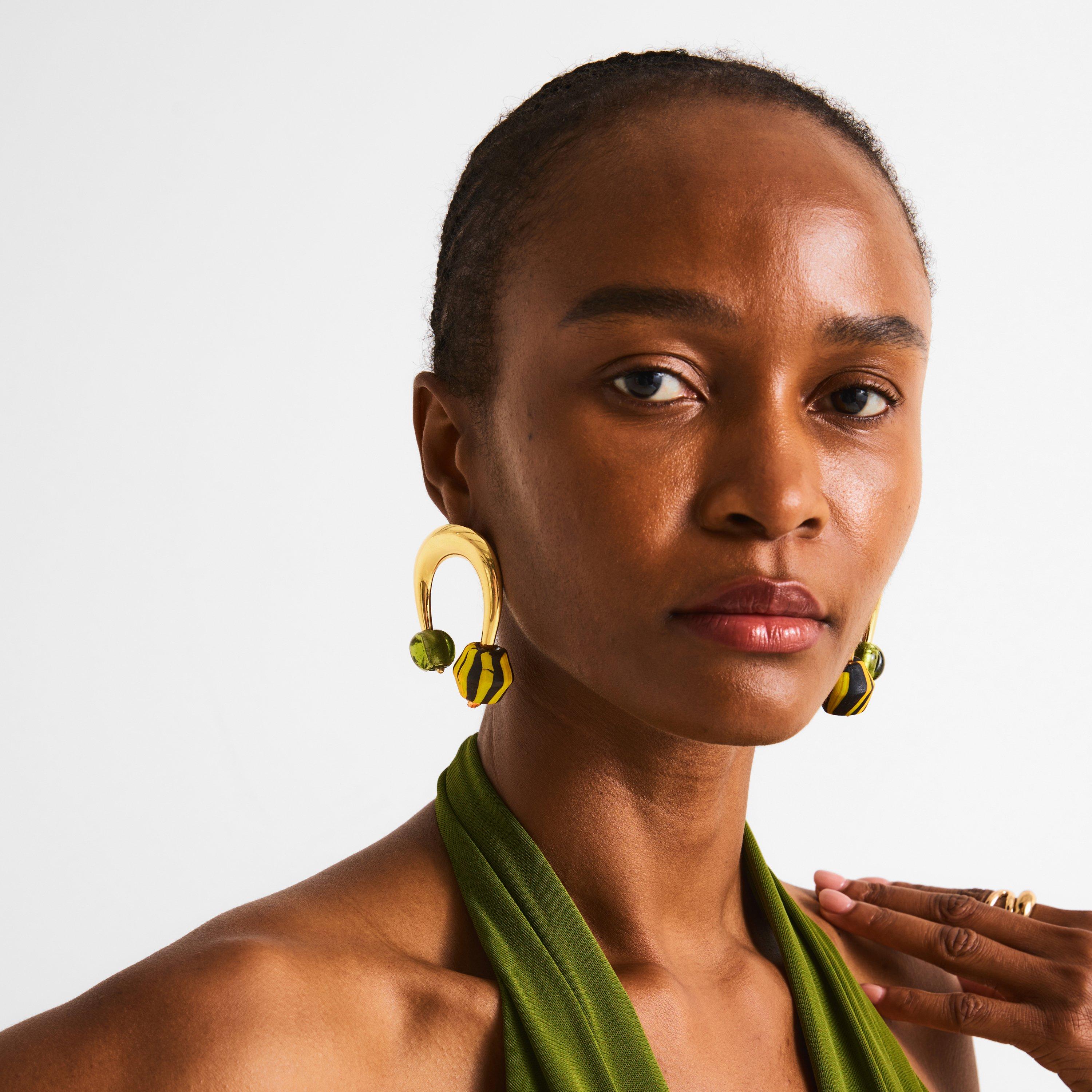 Green - Desierto - Women's Homogeneo Glass Drop Earrings - 3