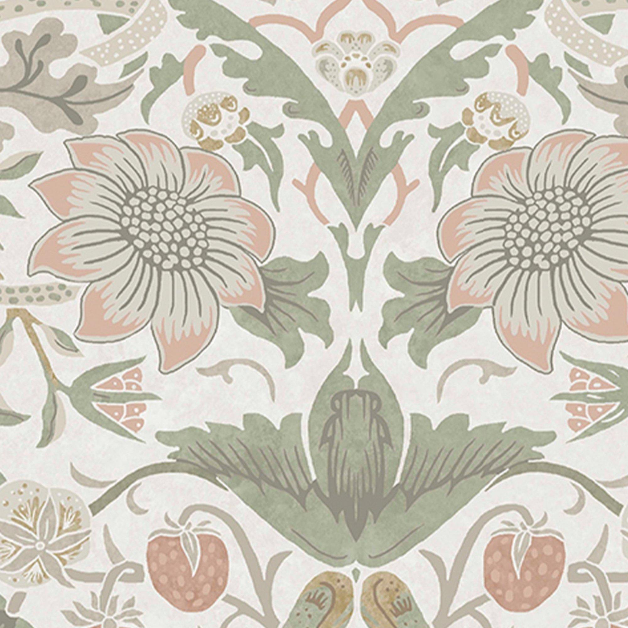 Sage & Pink - William Morris at Home - Strawberry Thief Sage/Pink Wallpaper - 4