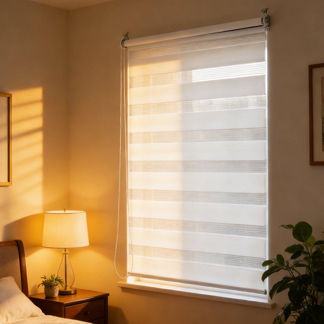 Life Ideas  Zebra Roller Shades Blinds - White - 60x150cm