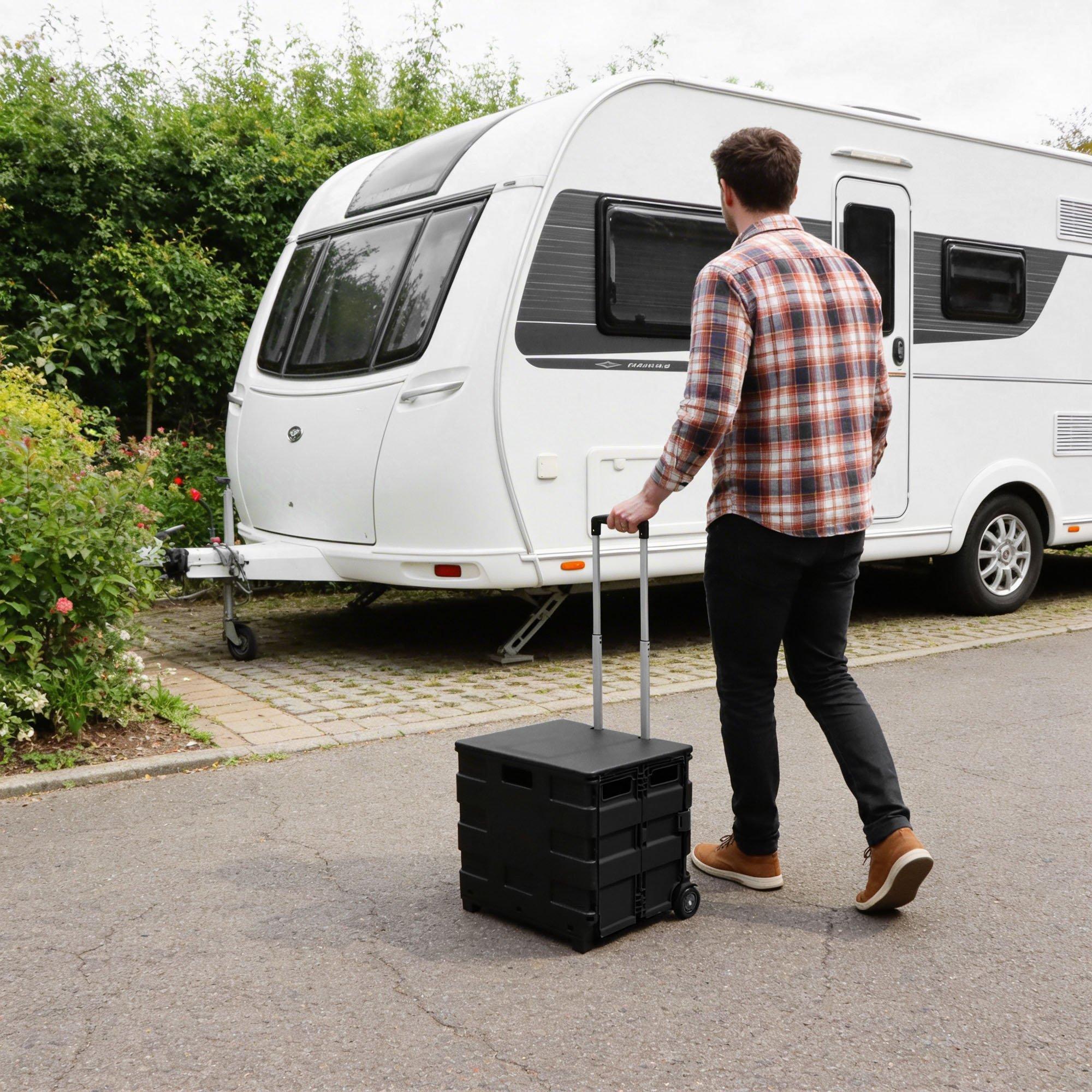 Black - Streetwize - Deluxe Foldable Shopping Trolley with Lid - 6