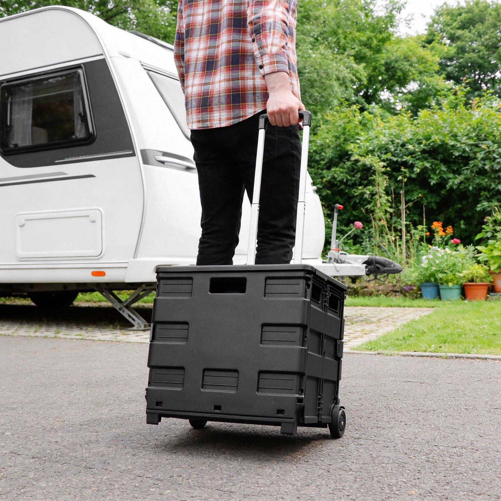 Black - Streetwize - Deluxe Foldable Shopping Trolley with Lid - 7