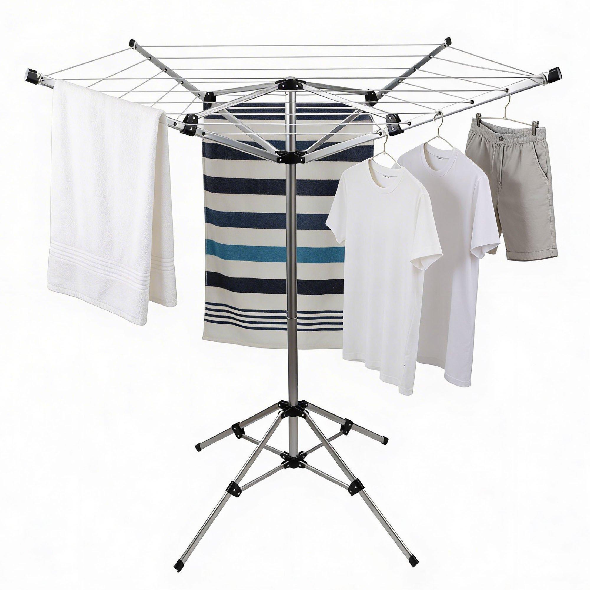 Silver/Black - Streetwize - 4 Arm Rotary Clothes Airer with Pegs - 1