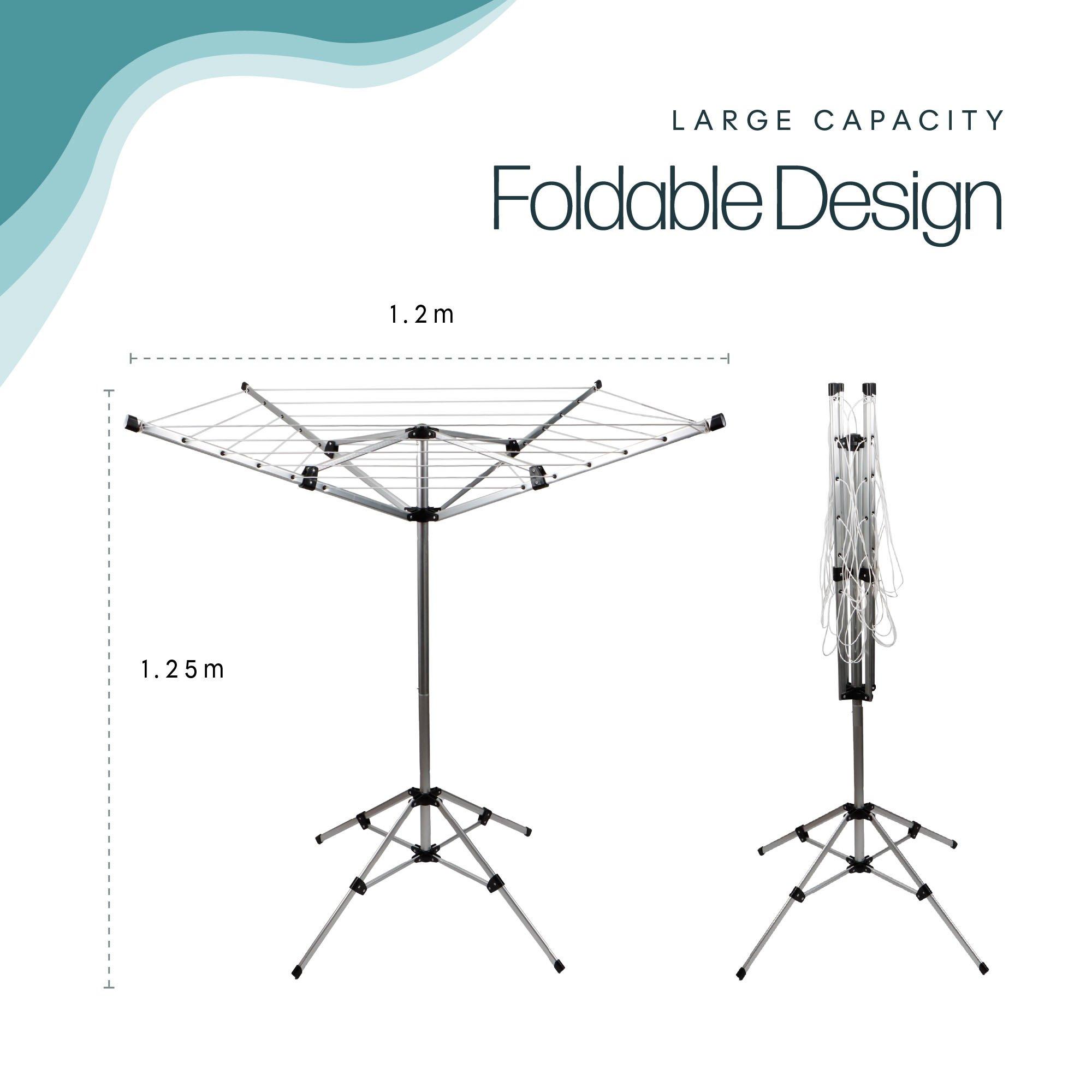 Silver/Black - Streetwize - 4 Arm Rotary Clothes Airer with Pegs - 2