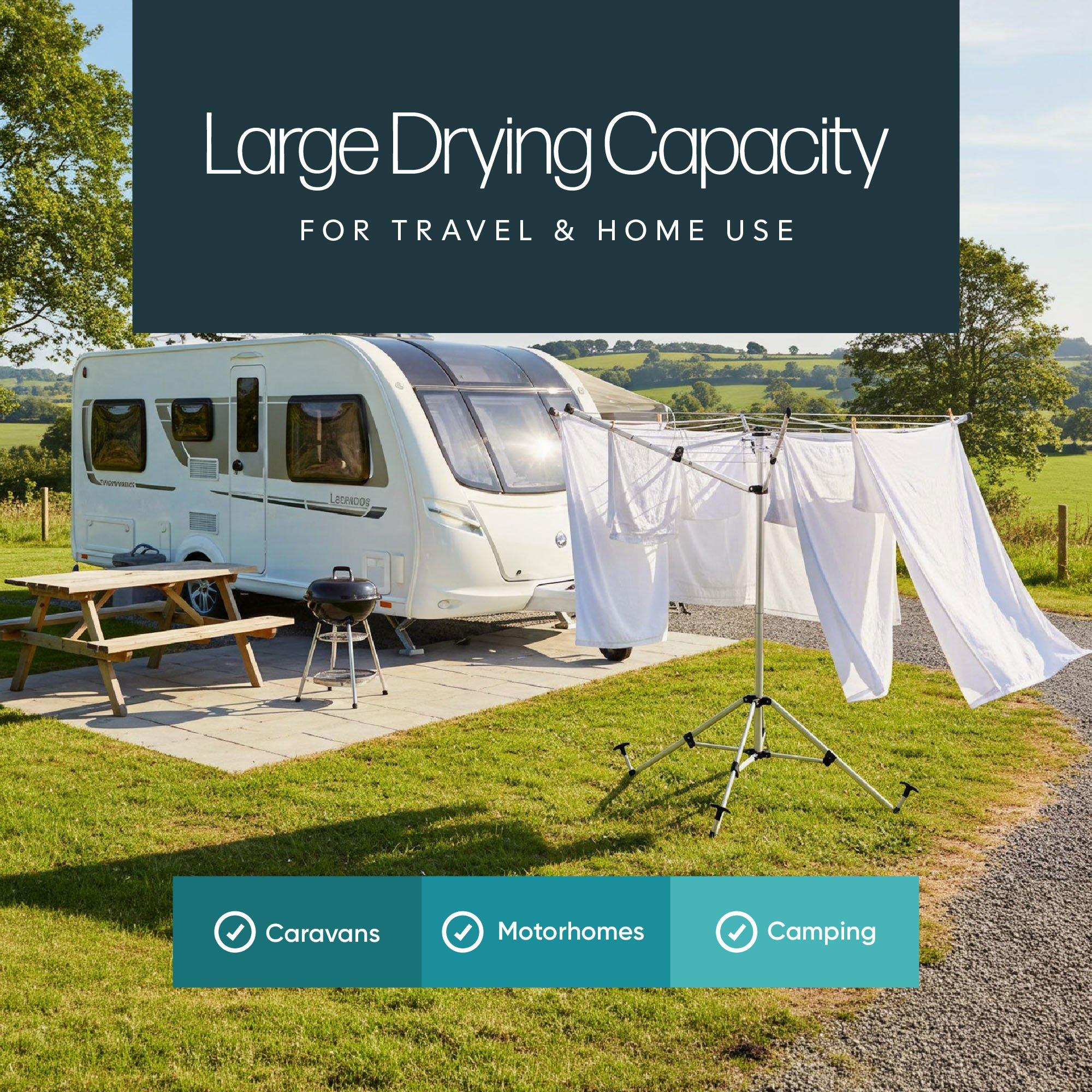 Silver/Black - Streetwize - 4 Arm Rotary Clothes Airer with Pegs - 3