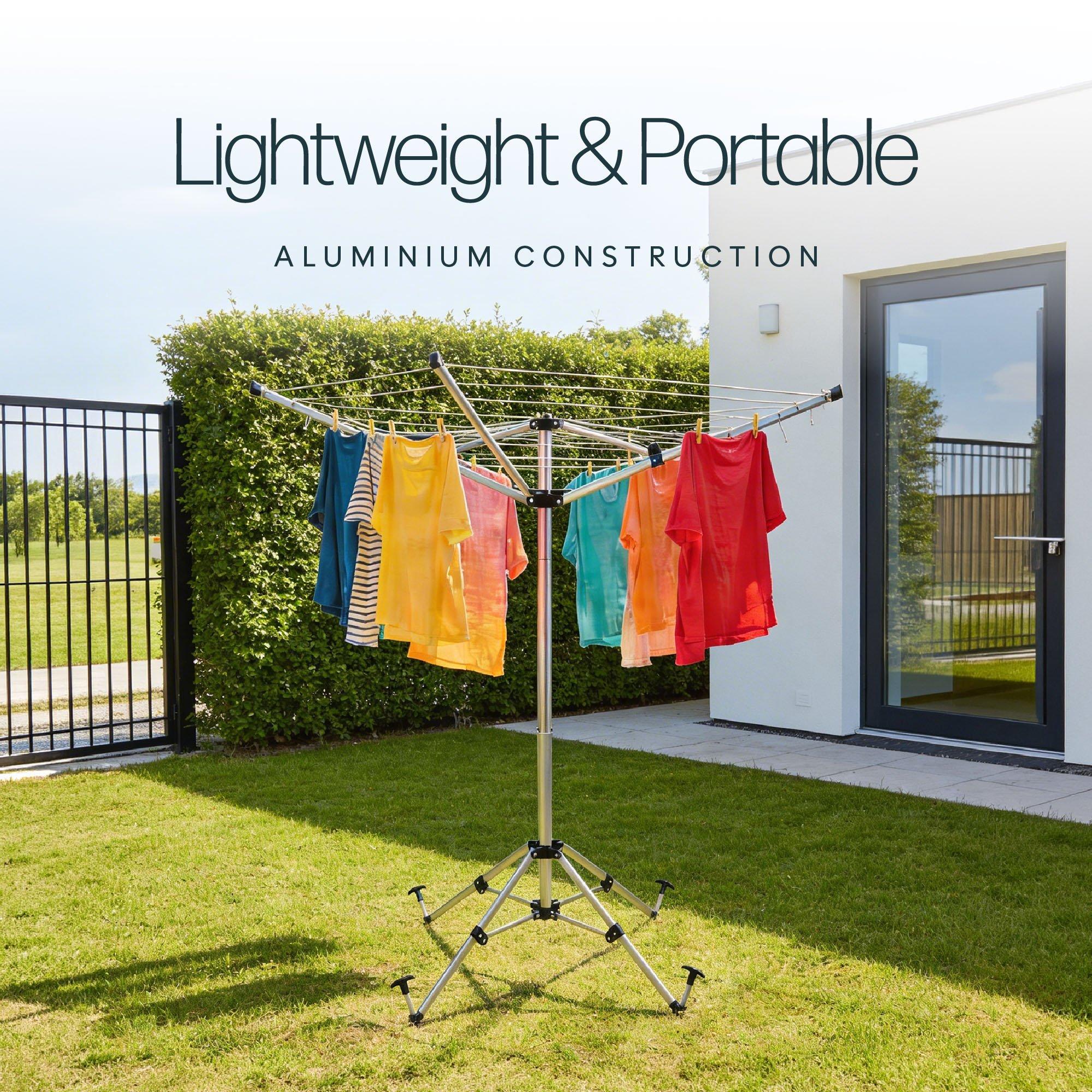 Silver/Black - Streetwize - 4 Arm Rotary Clothes Airer with Pegs - 4