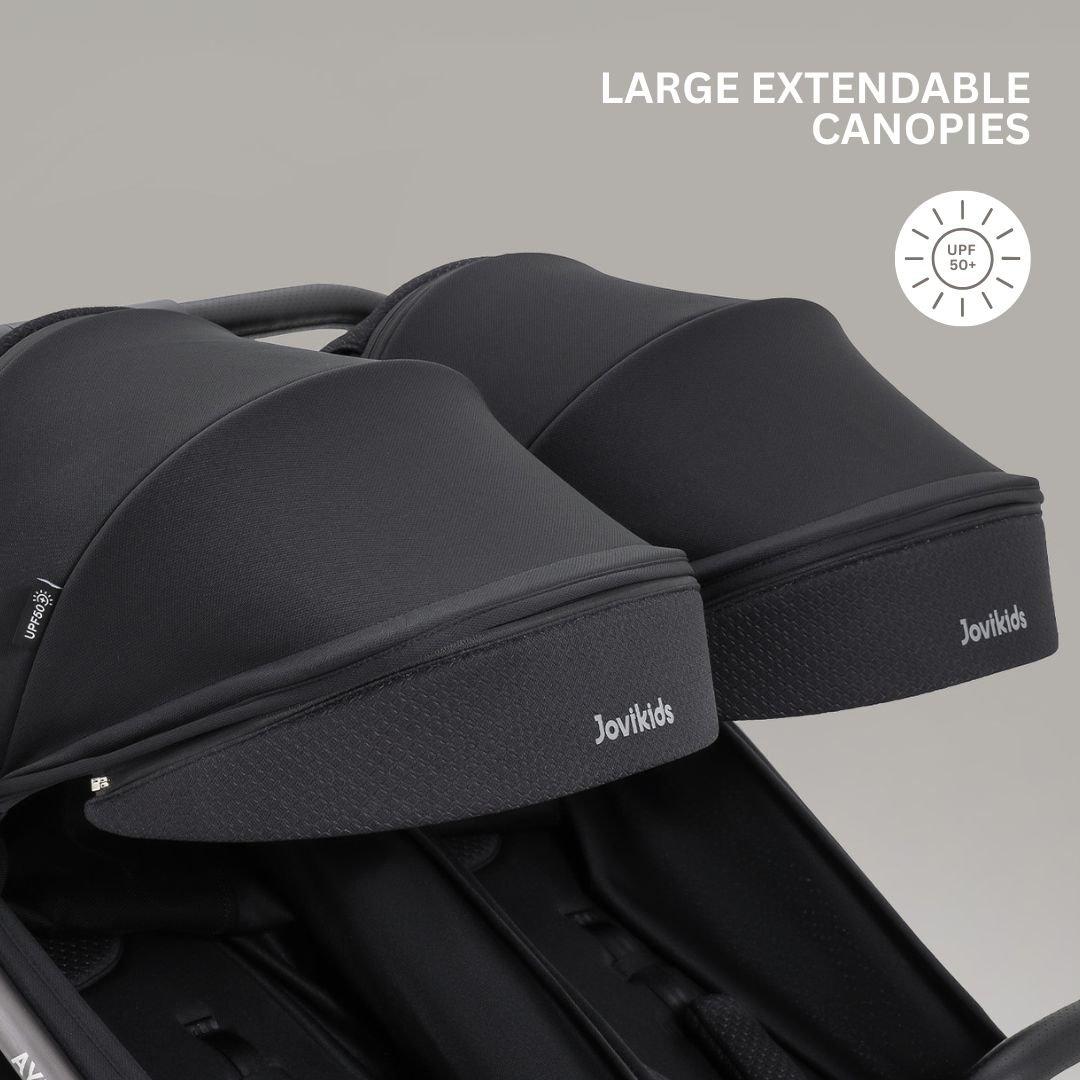Urban Black - JoviKids - JoviKids Ayla Twin Stroller - Urban Black - 6