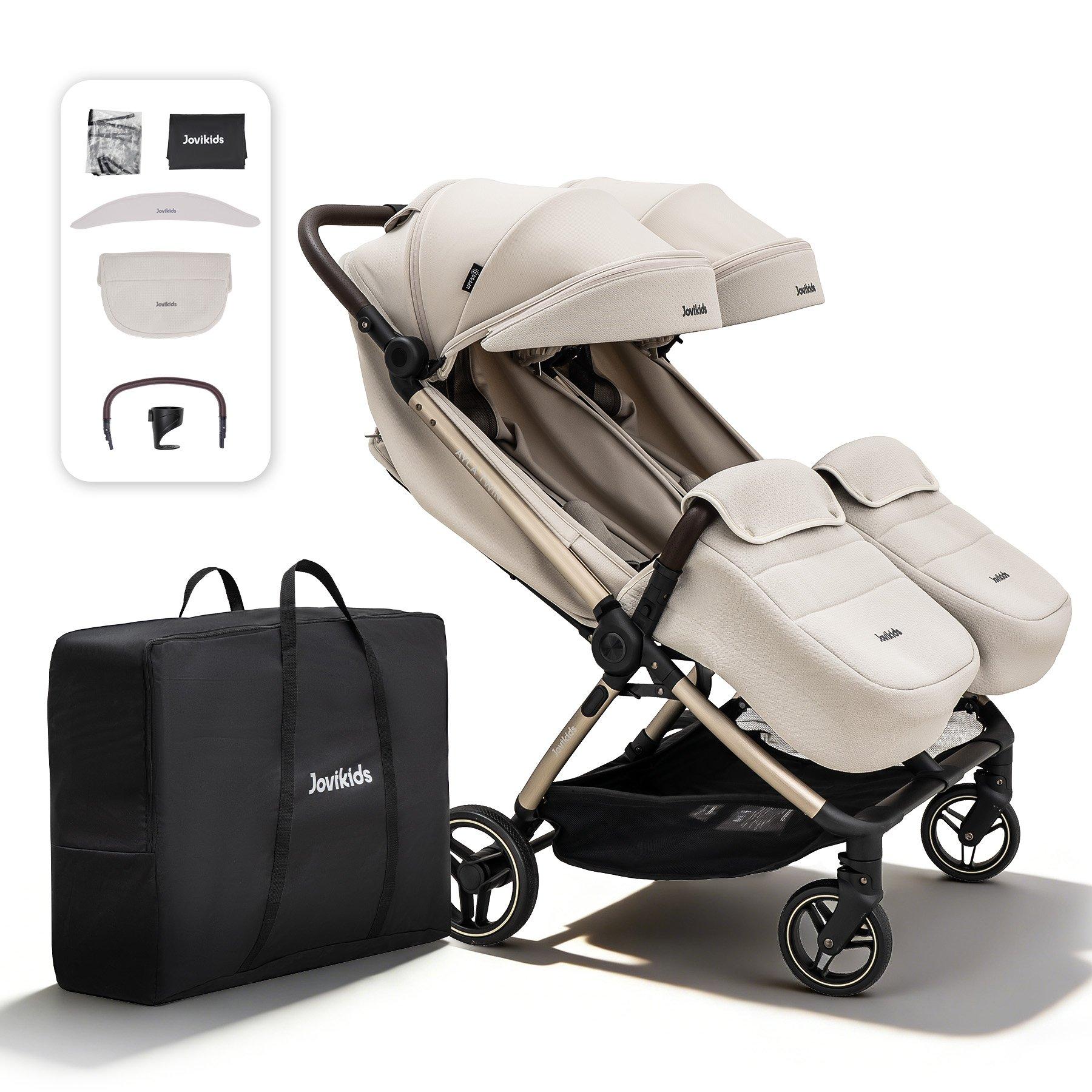 Jovikids Ayla Twin Stroller - Dawn Beige 82×46×105 - Image 5