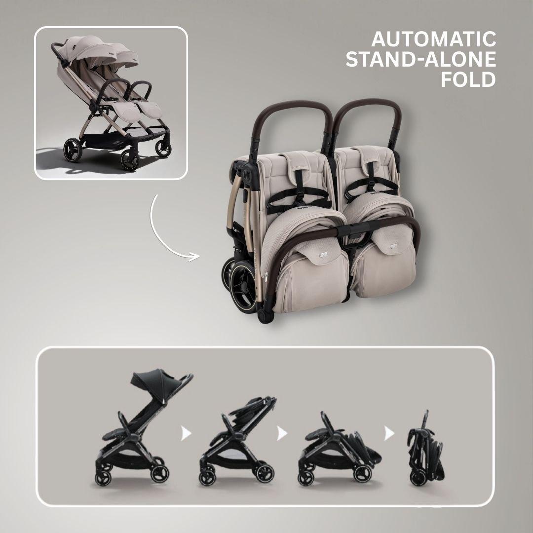Dawn Beige - JoviKids - JoviKids Ayla Twin Stroller - Dawn Beige - 3