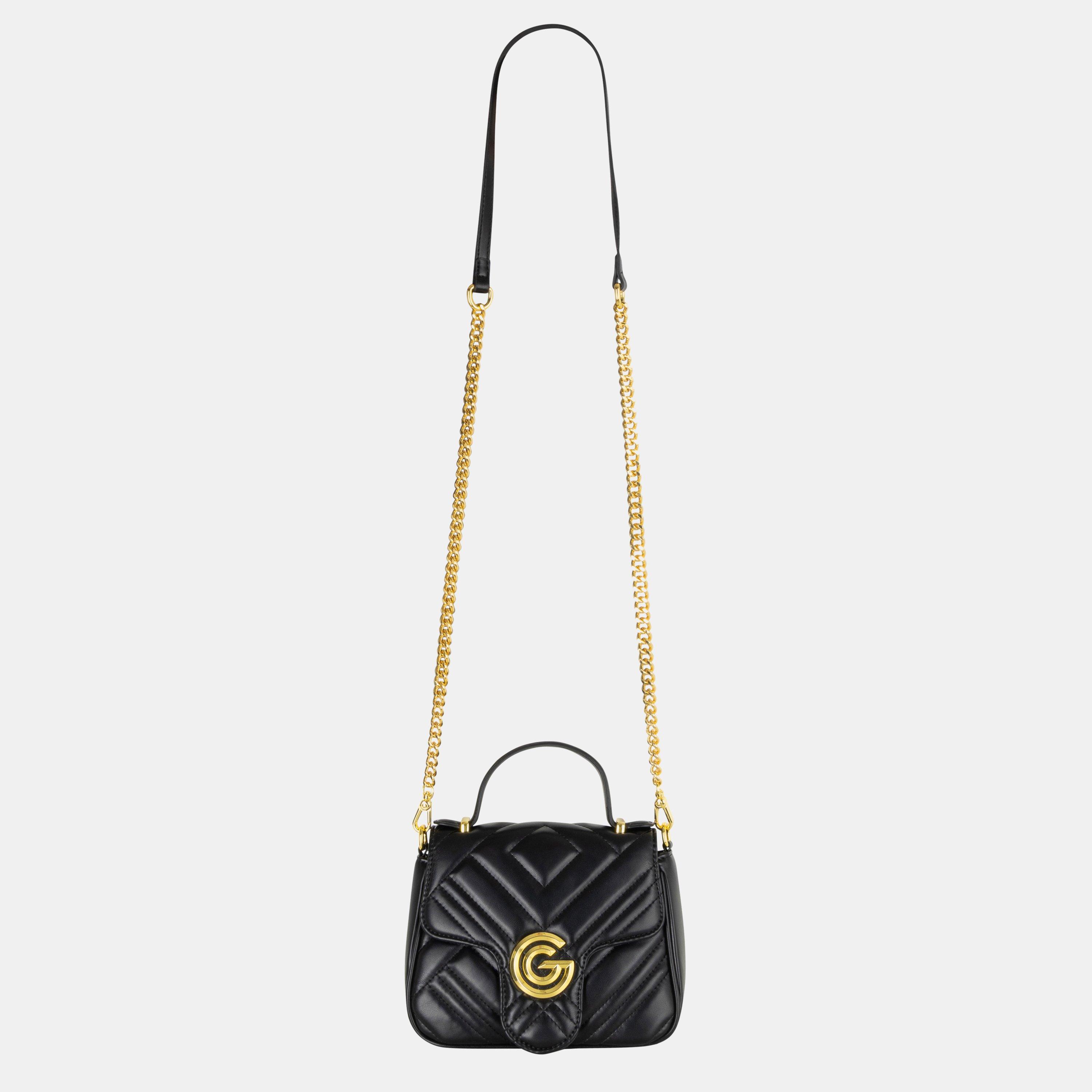 BLACK - GABRIELLA G BY GABRIELLA GUCCI - Women's Katty Flap Faux Leather Top-Handle Bag - 4