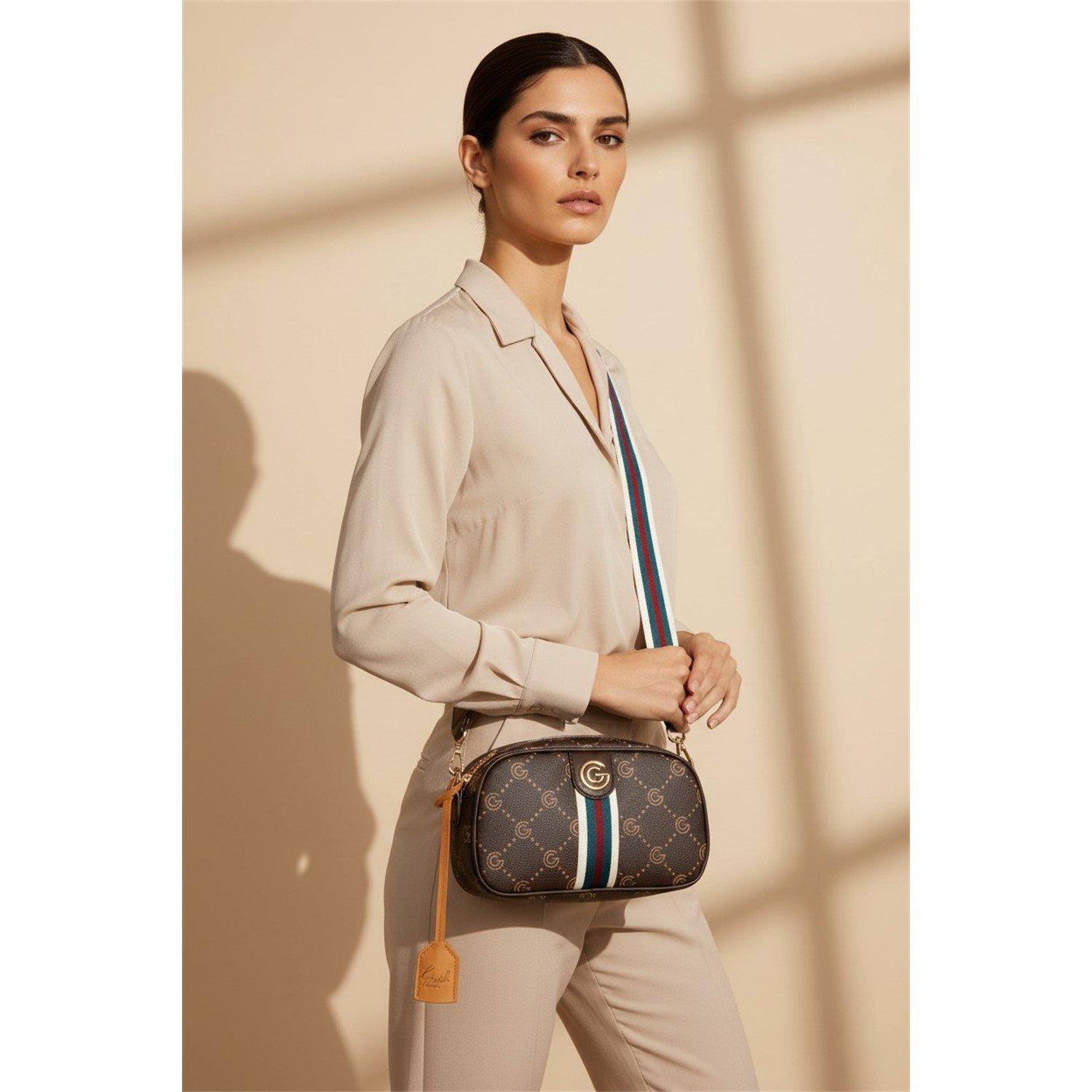 BROWN - GABRIELLA G BY GABRIELLA GUCCI - Women's Valencia Camera Faux Leather Crossbody Bag - 6