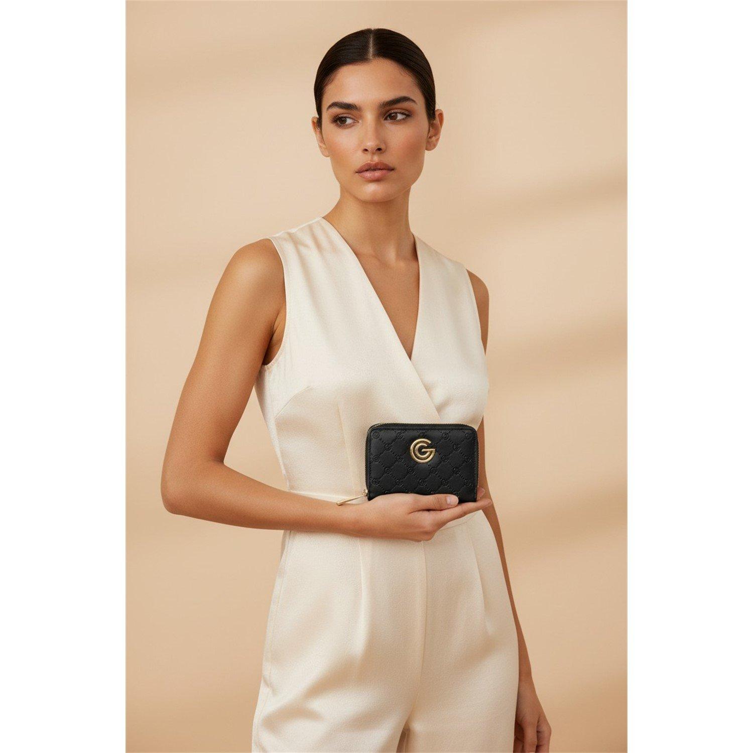 BLACK - GABRIELLA G BY GABRIELLA GUCCI - Women's Chiara Small Faux Leather Zip-Around Purse - 6