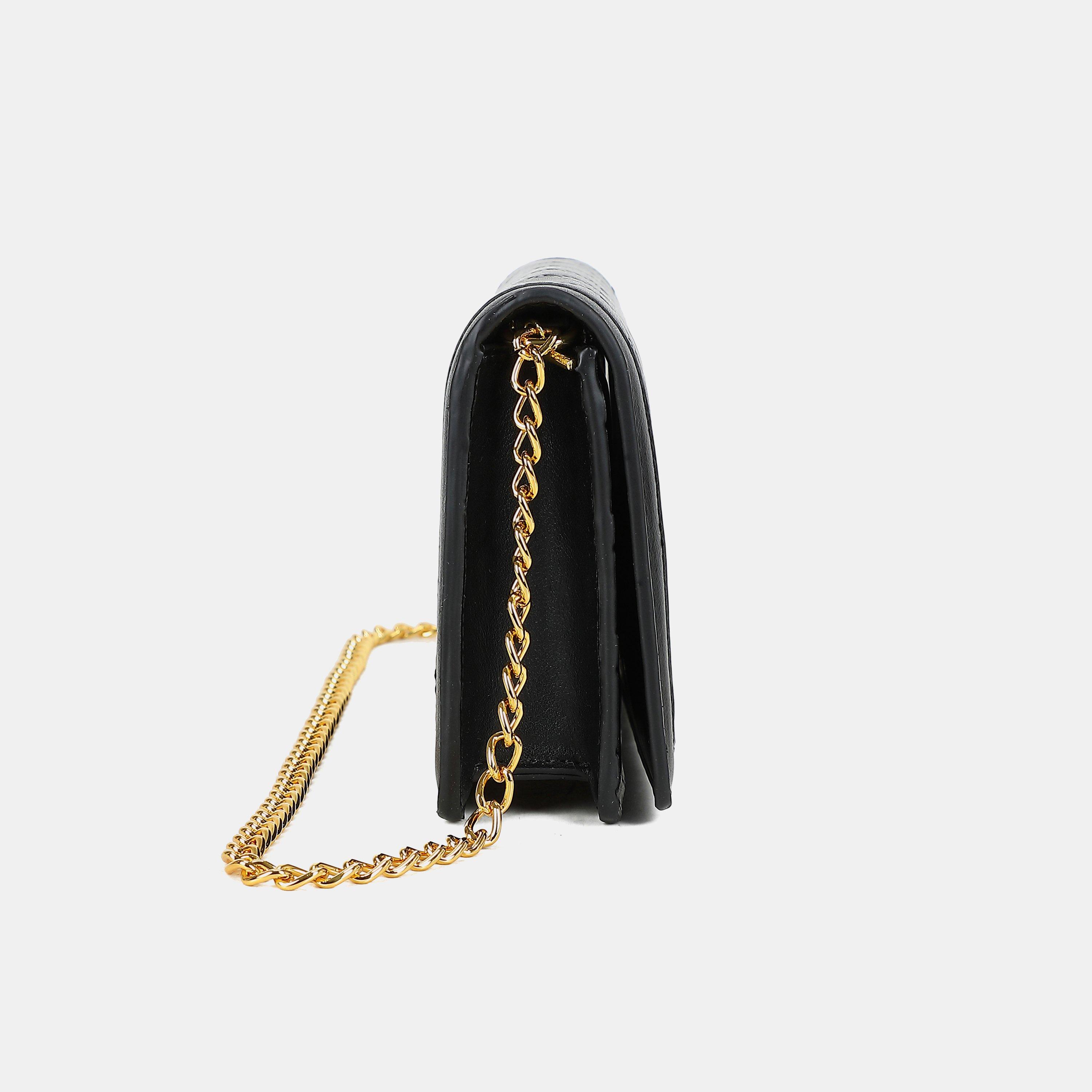 BLACK - GABRIELLA G BY GABRIELLA GUCCI - Women's Queen Embossed Wallet on Chain - 3