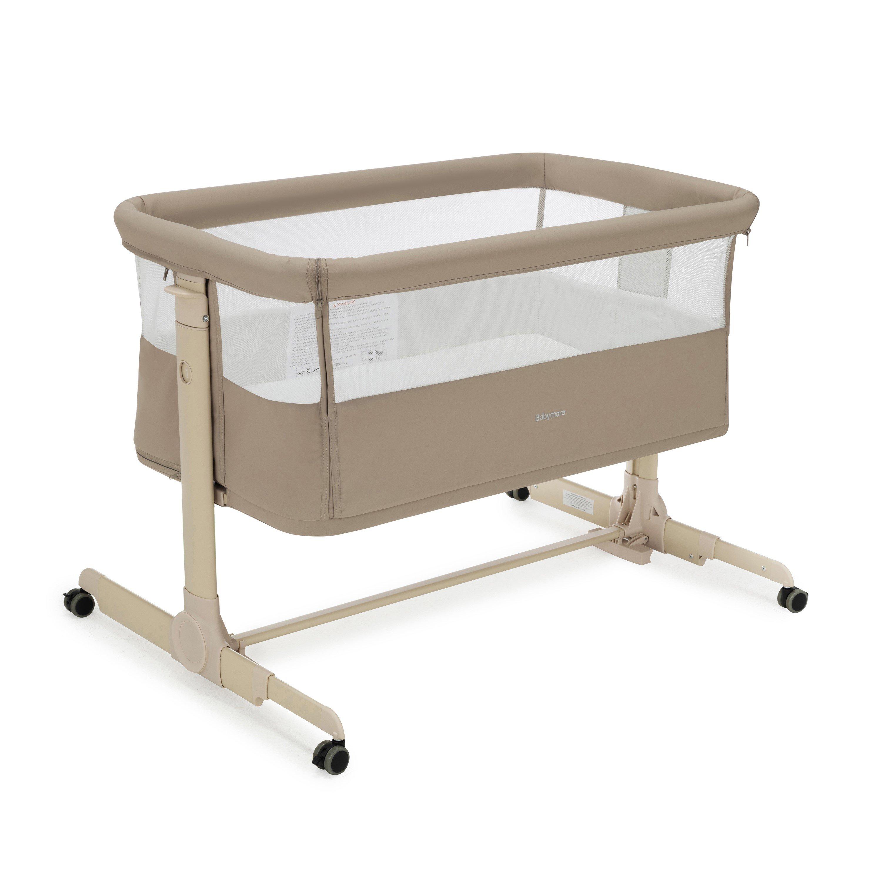 Khaki - Babymore - Babymore Neera Bedside Crib - Khaki - 1