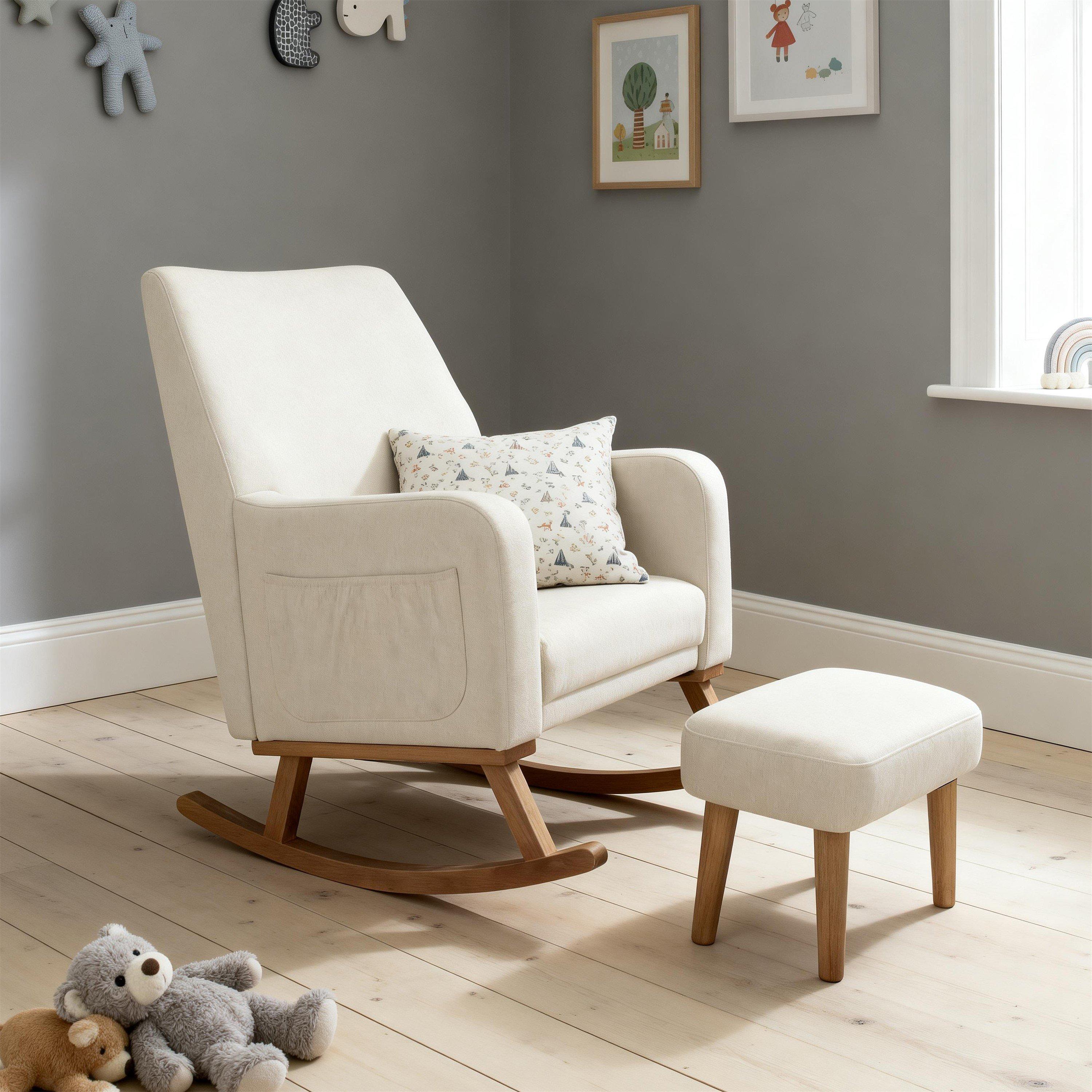 Ivory - Babymore - Callie Nursing Chair with Stool - Ivory - 2