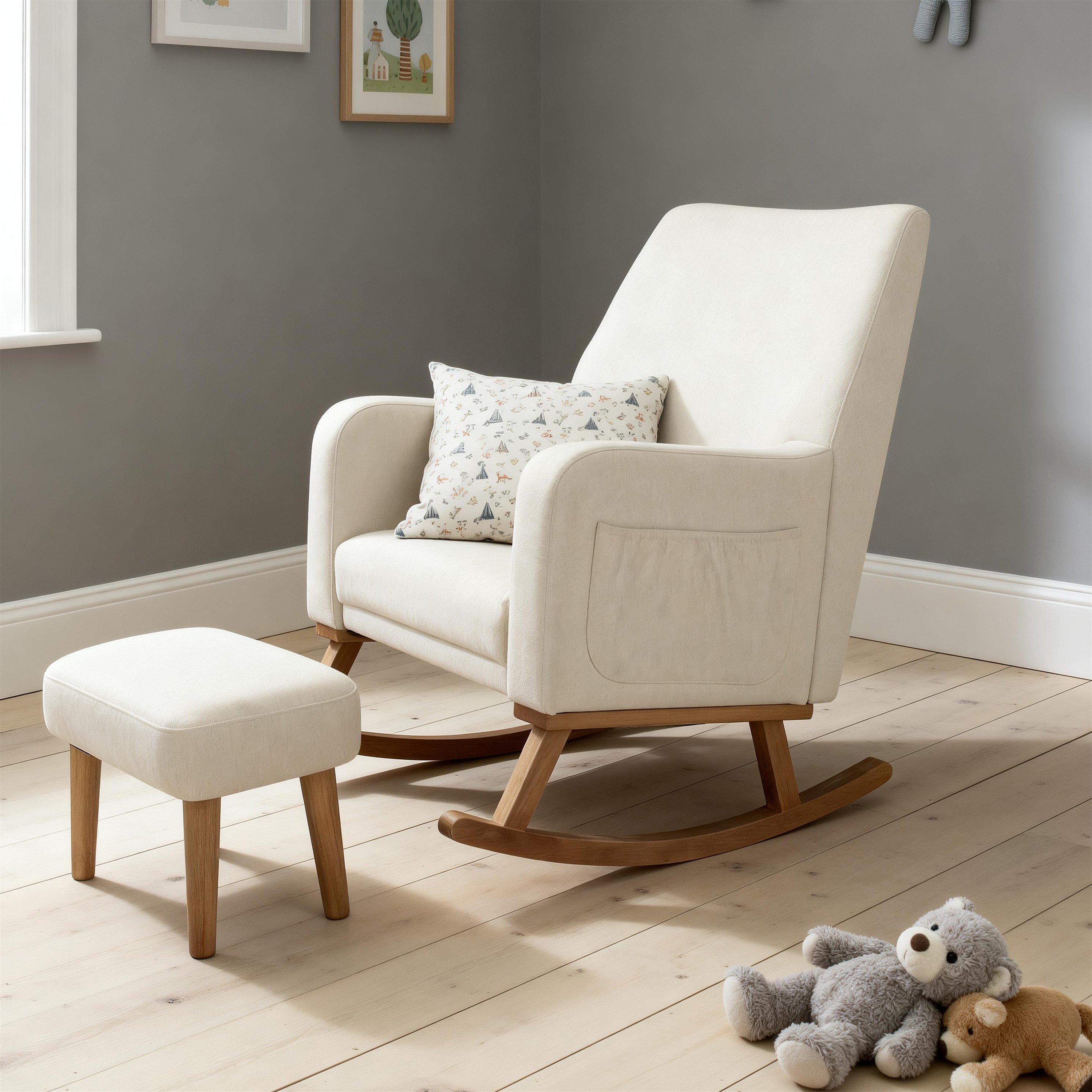 Ivory - Babymore - Callie Nursing Chair with Stool - Ivory - 3