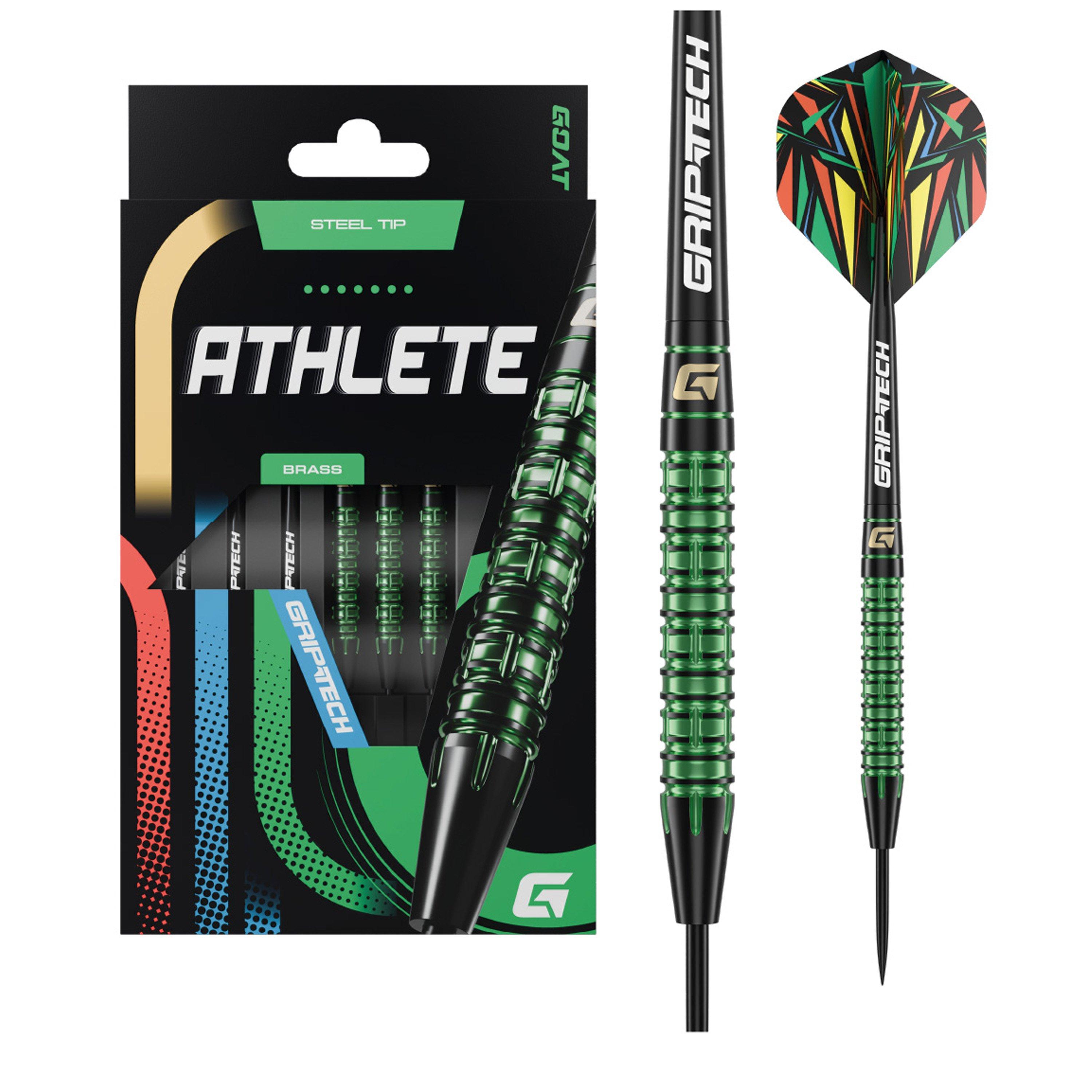 Goat  Athlete Steel Tip Darts – Brass Range - Green - 10g