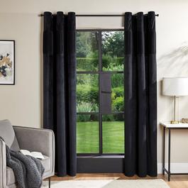 Homelife Pleated Velvet Top Boarder Panel Curtains