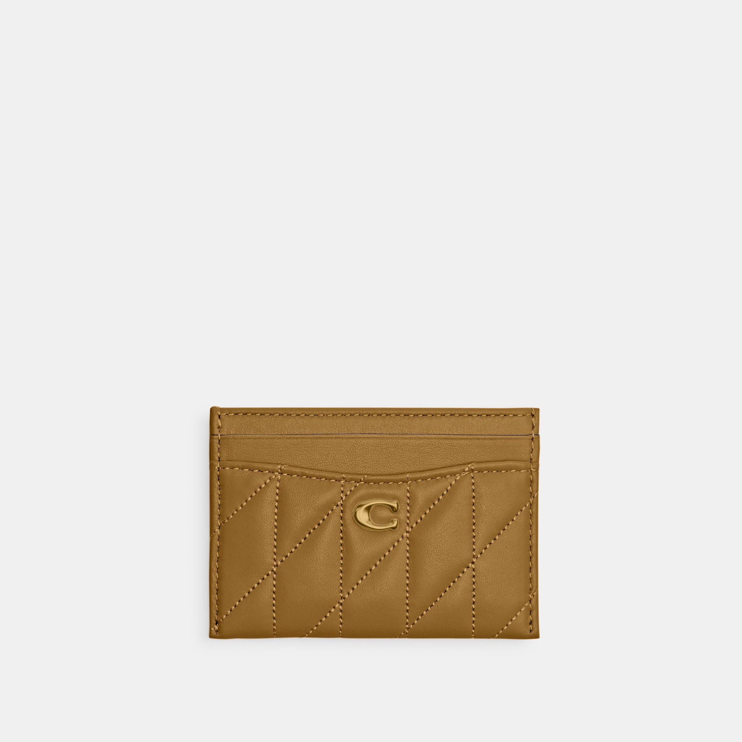 Coach Women's Quilted Card Holder - MUTED OLIVE
