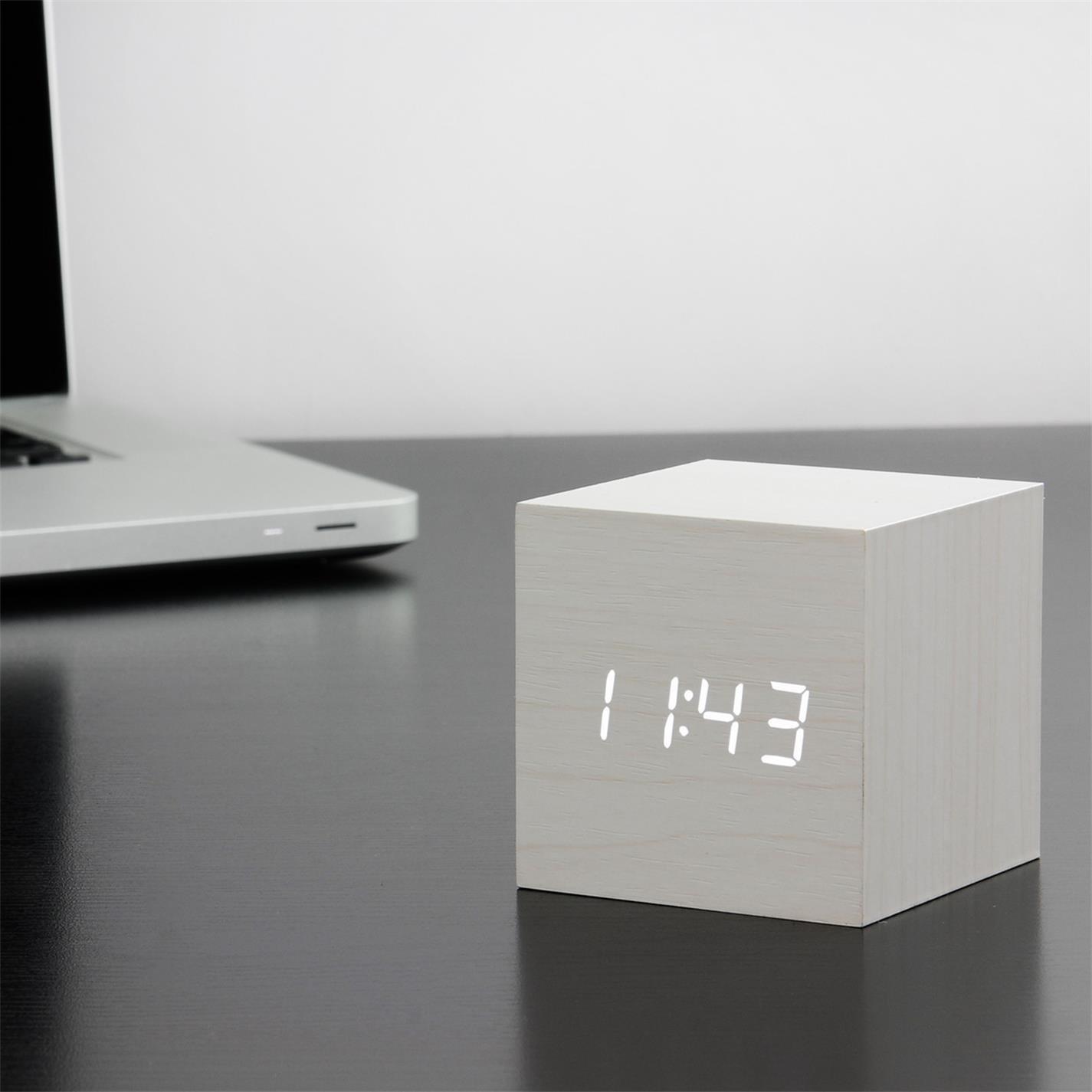 White - Gingko - Cube Click Clock - 9