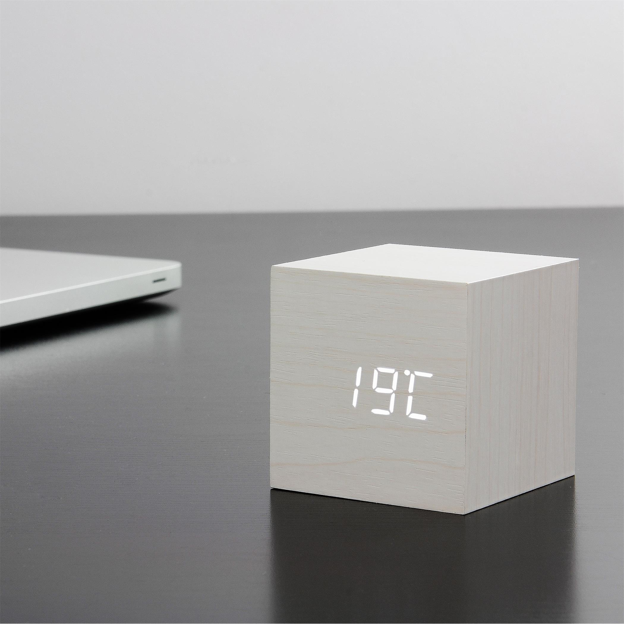 White - Gingko - Cube Click Clock - 10