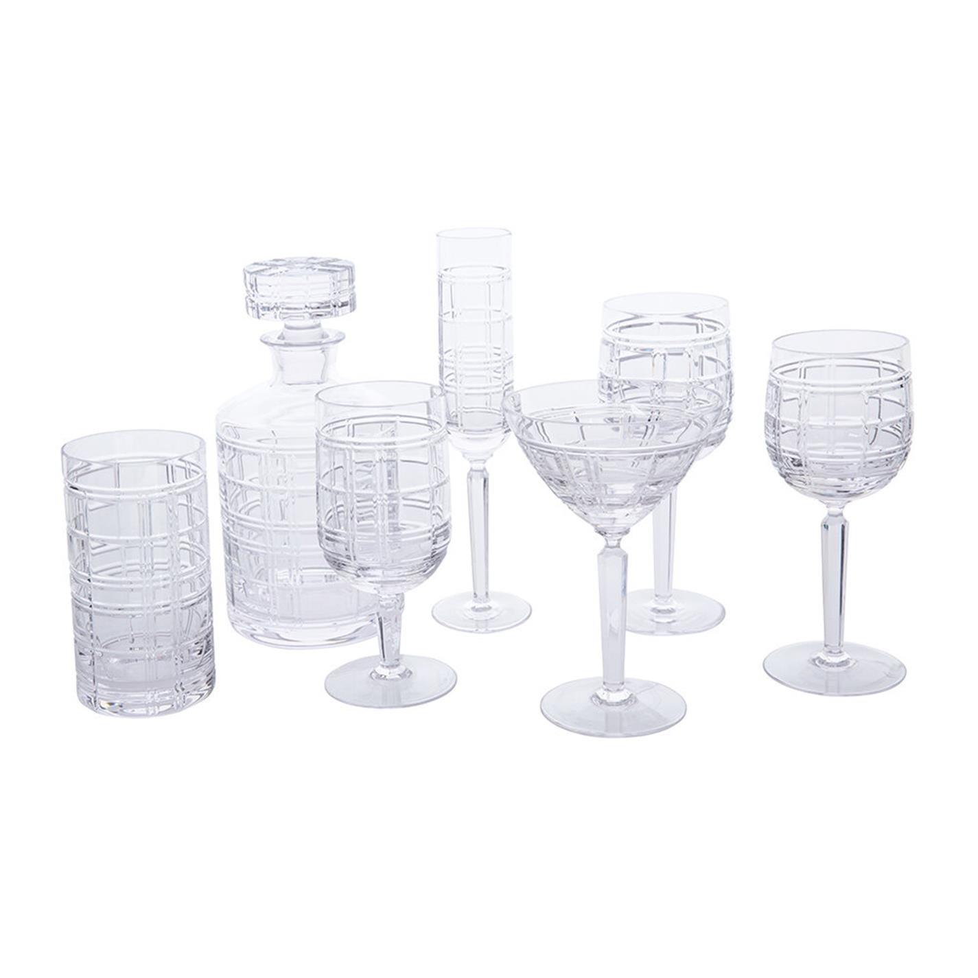Clear - Ralph Lauren Home - Hudson Plaid Champagne Glass - 6
