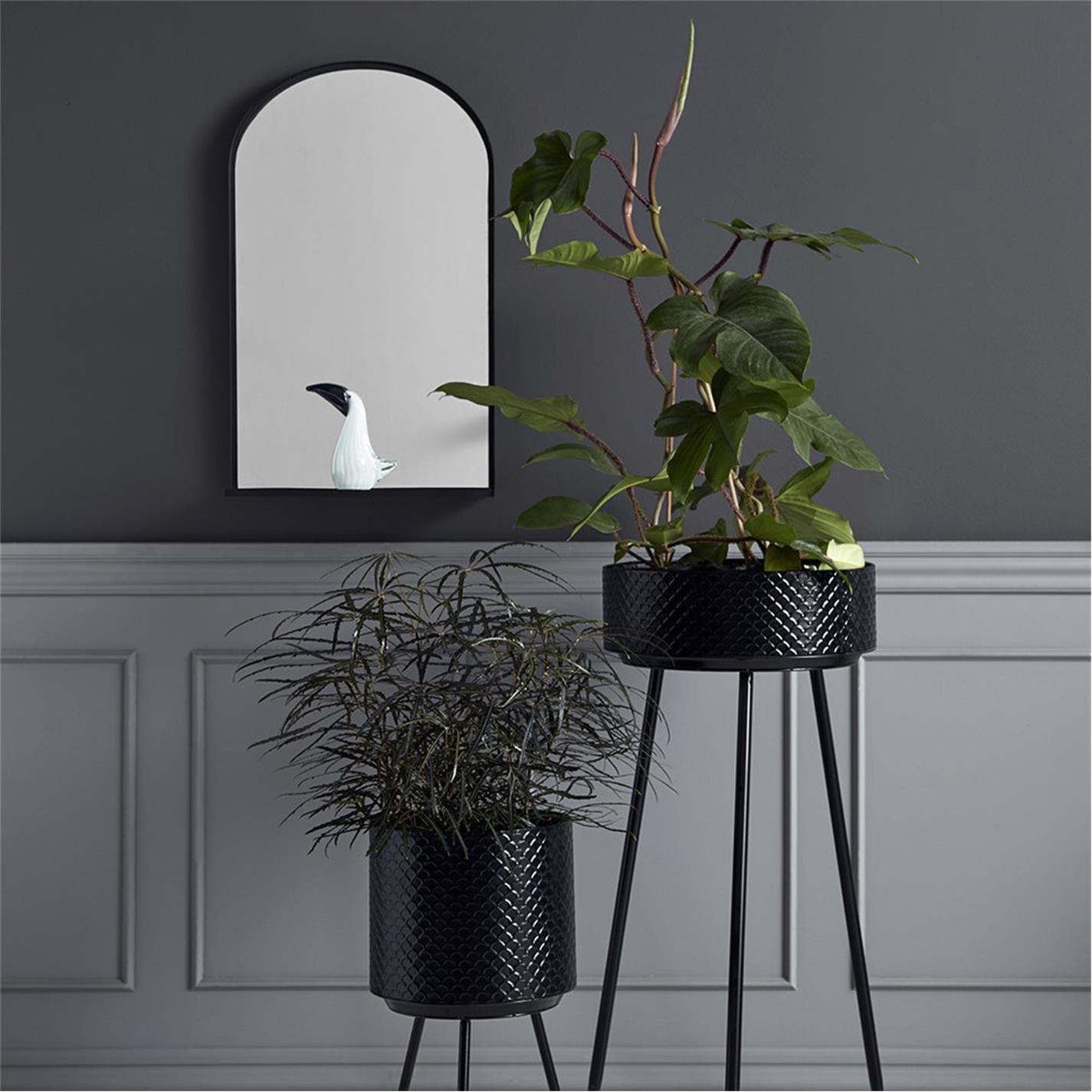 Black - Nordal - Iron Mirror with Shelf - 2