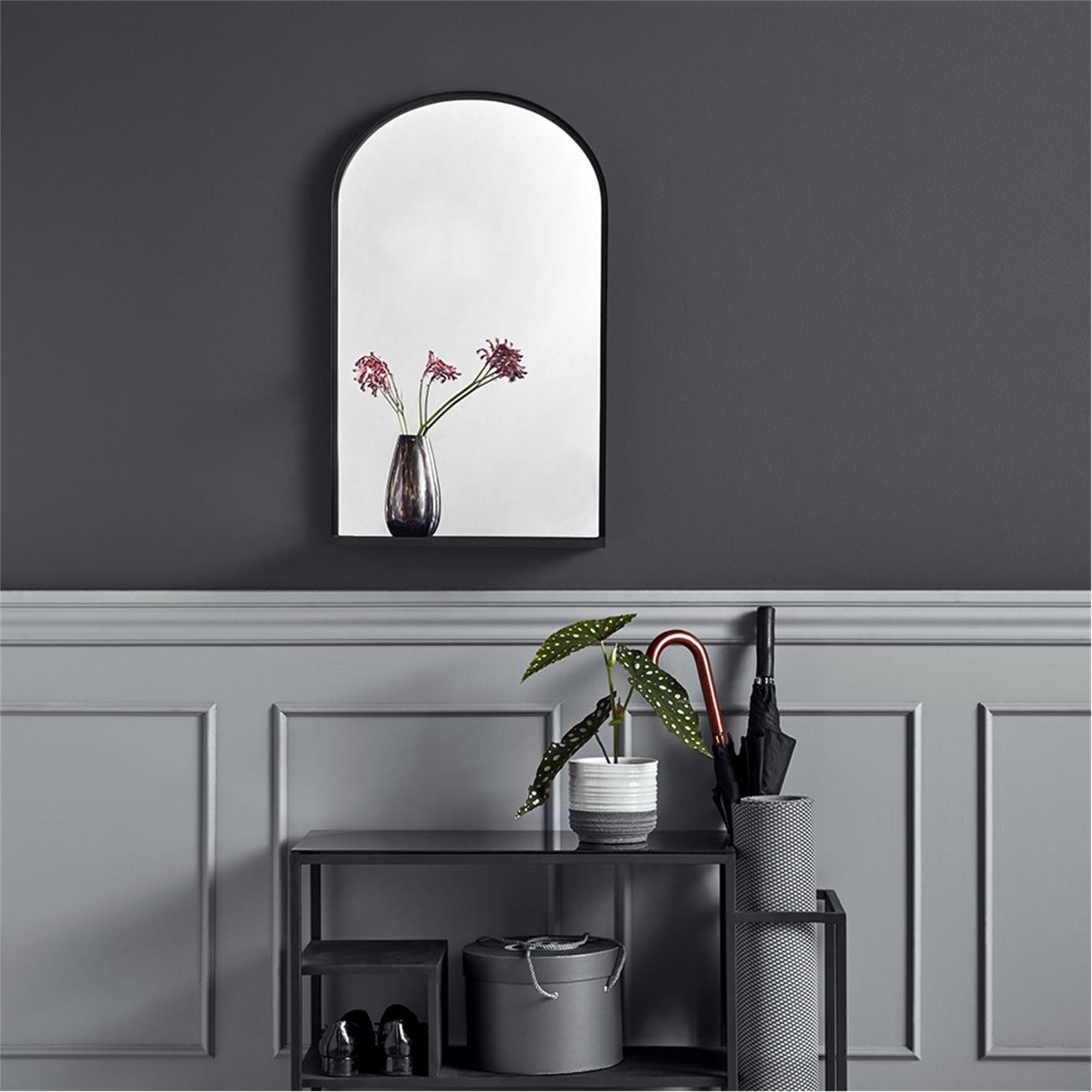 Black - Nordal - Iron Mirror with Shelf - 3