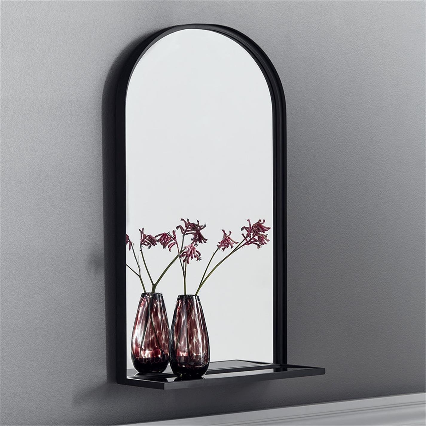 Black - Nordal - Iron Mirror with Shelf - 4