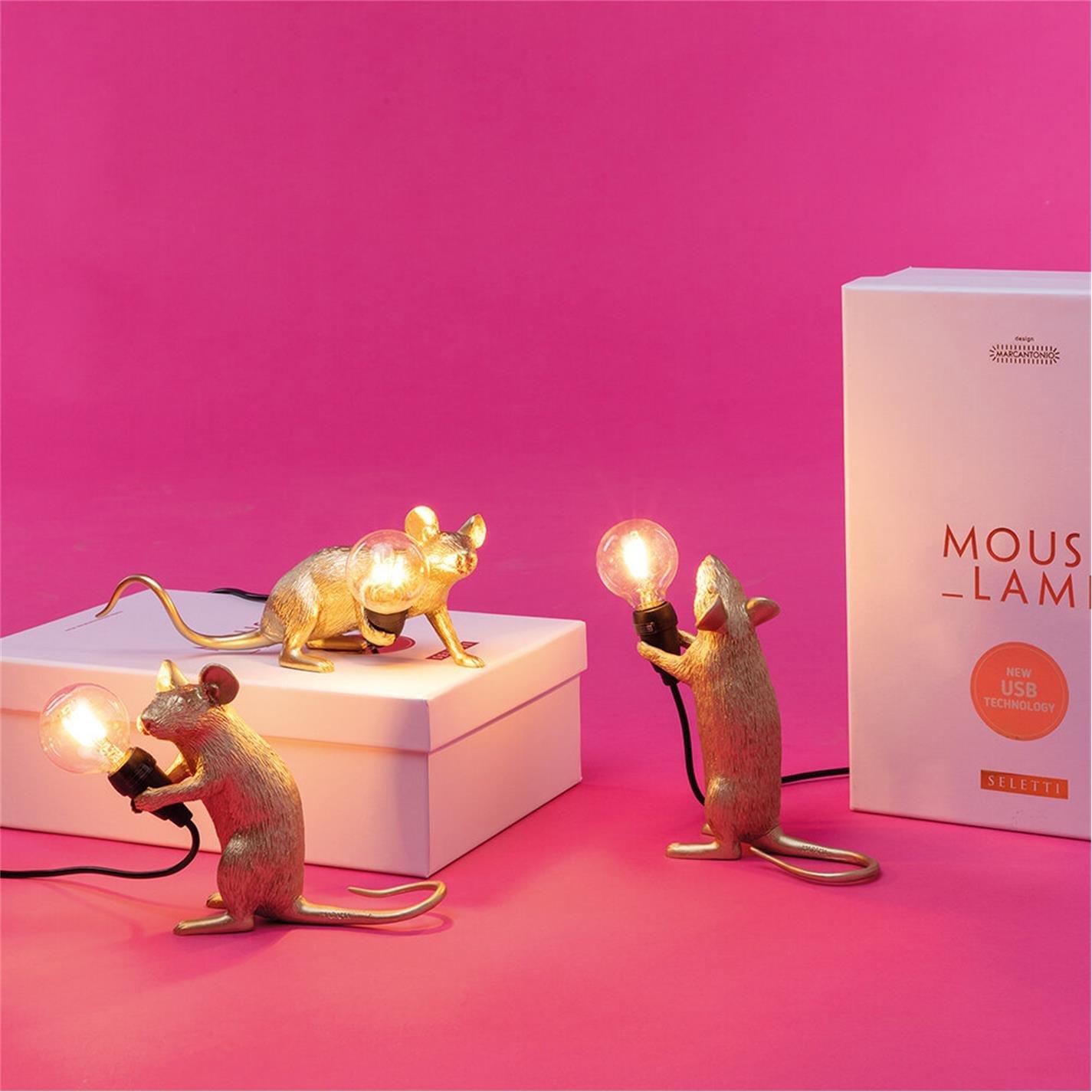 Gold - Seletti - Mouse Lamp - Standing - Gold - 2