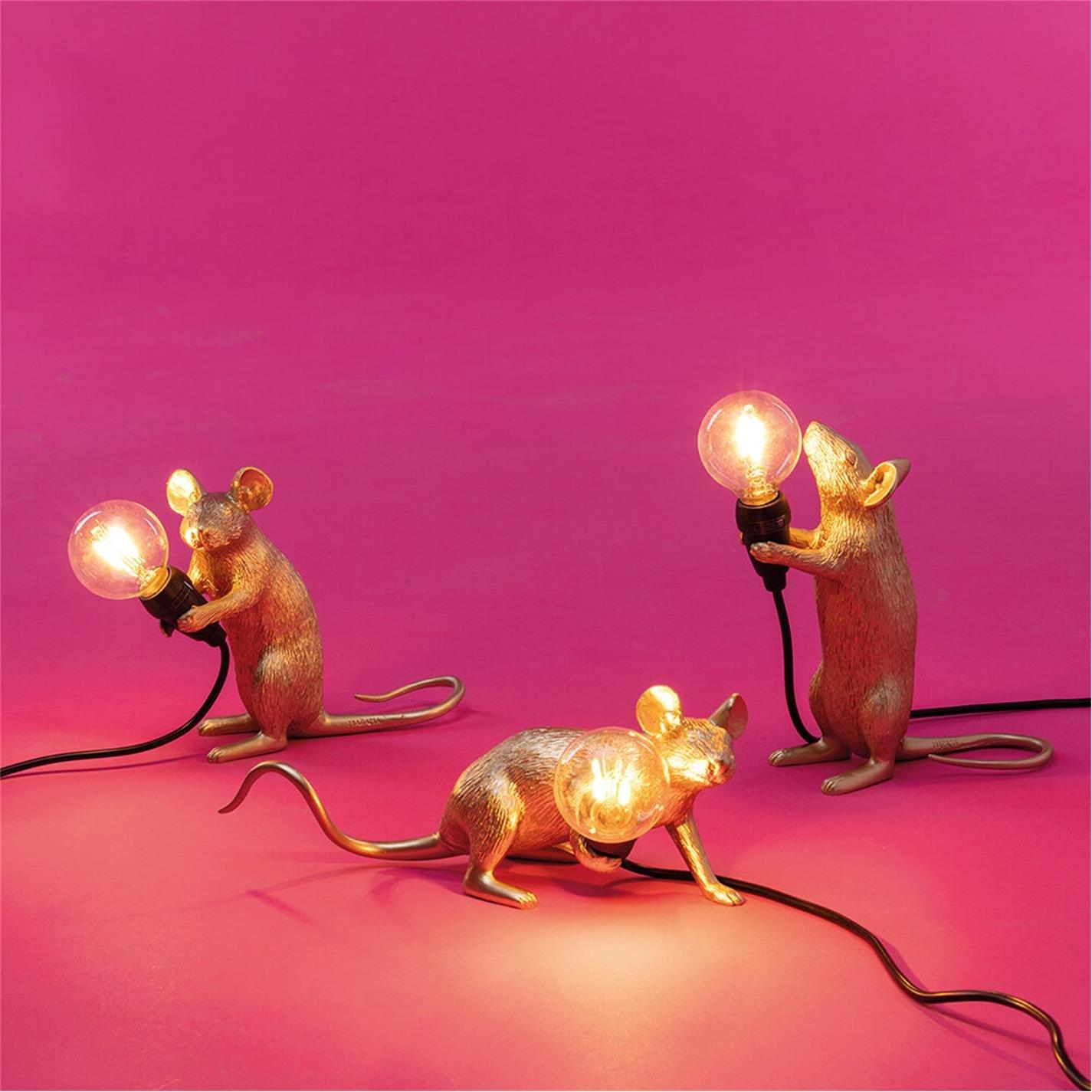 Gold - Seletti - Mouse Lamp - Standing - Gold - 4
