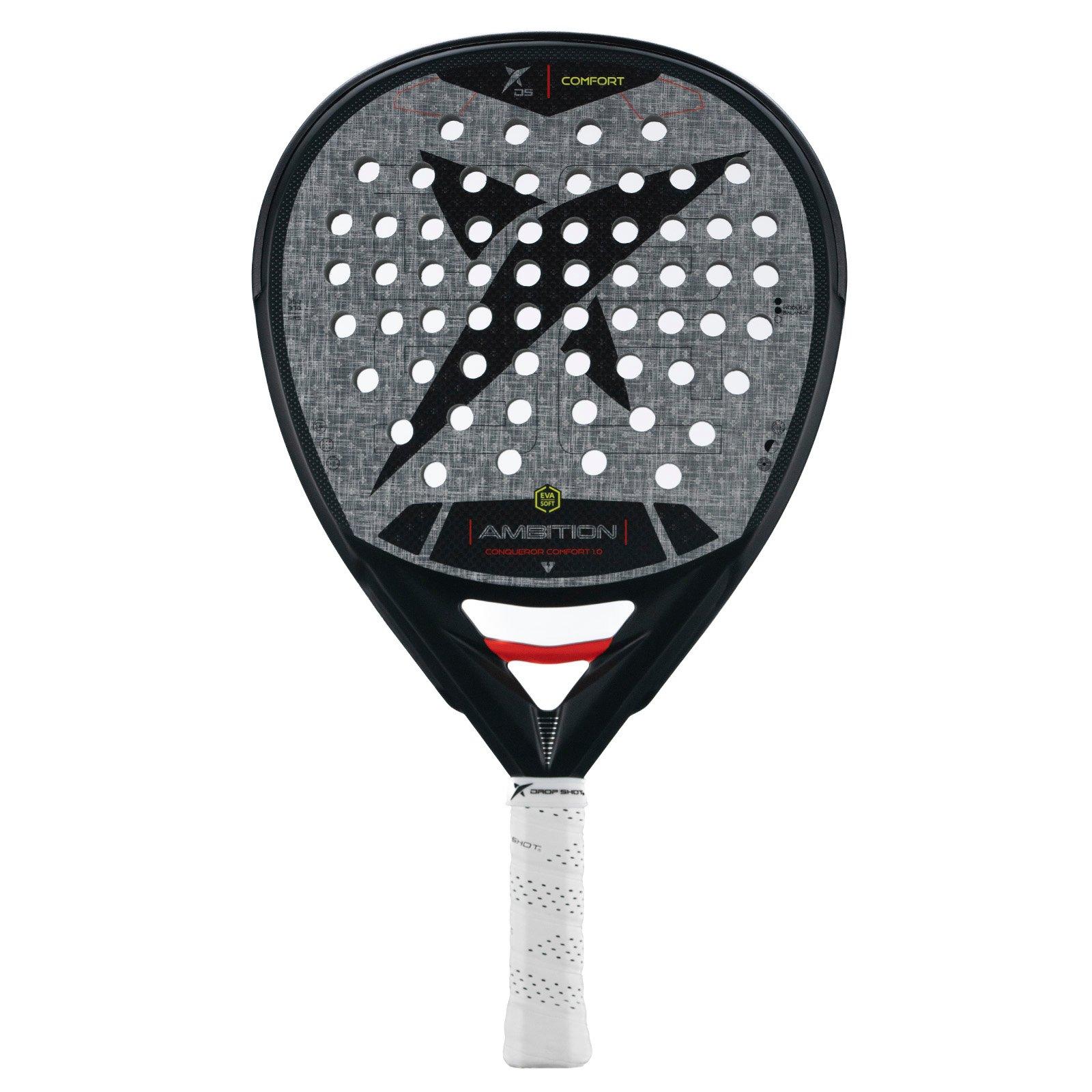 Silvr/Black/Red - Dropshot - Dropshot Conqueror Comfort Carbon Padel Racket - 1