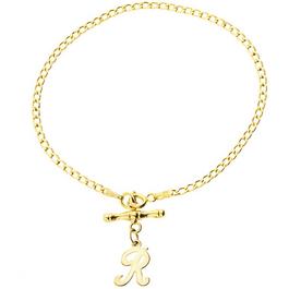 Be You 9ct Gold Initial T Bar Bracelet