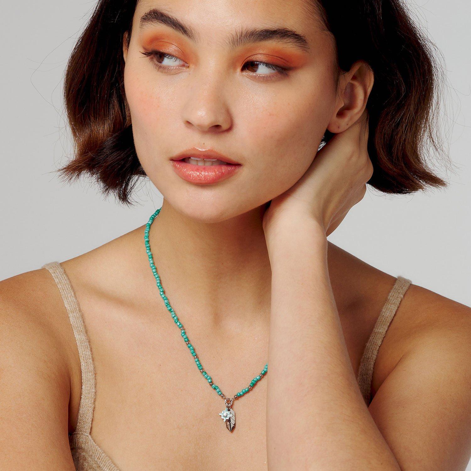 Prata/Turquesa - All We Are - Women's Quilla Pendant Necklace - 4