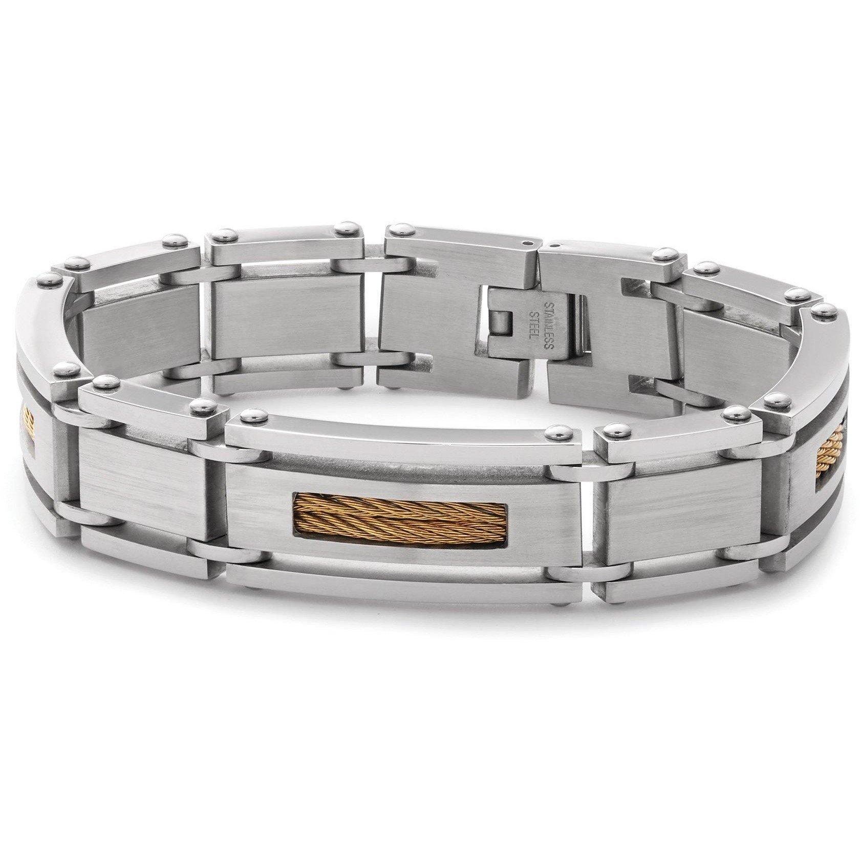 Silver - Be You - Stainless Steel Men's 2 Tone Rope Effect Bracelet