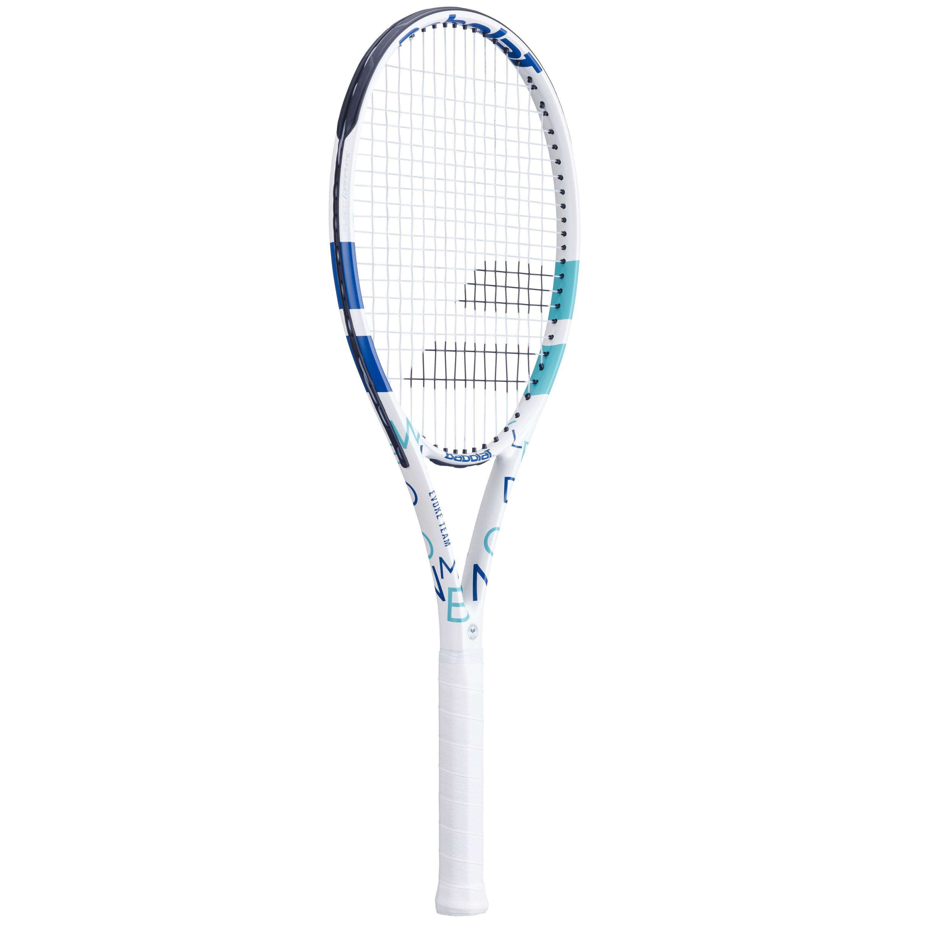 Blanco/AzulAst - Babolat - Adults Wimbl Evoke Tennis Racket - 1