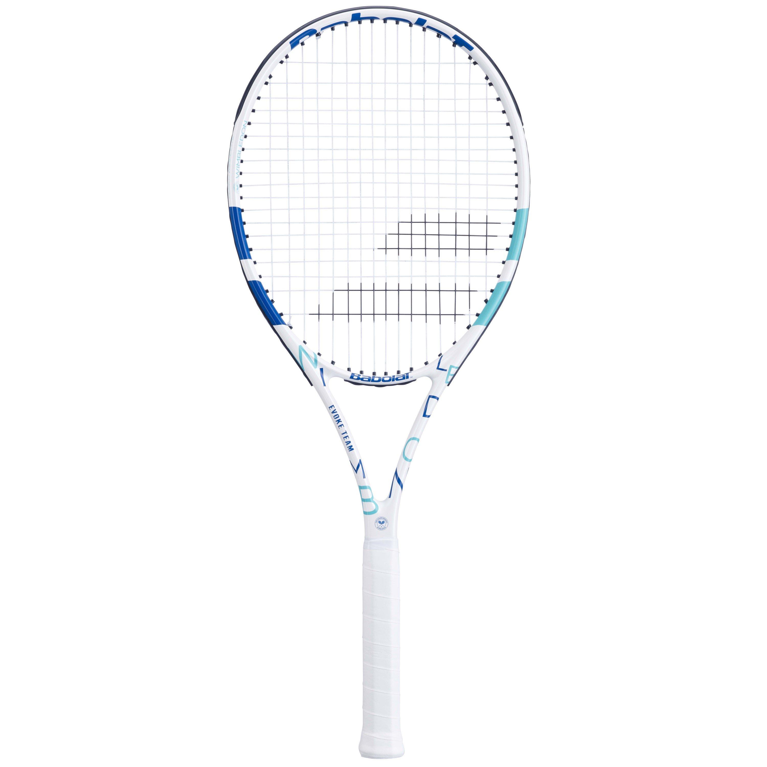 Blanco/AzulAst - Babolat - Adults Wimbl Evoke Tennis Racket - 2